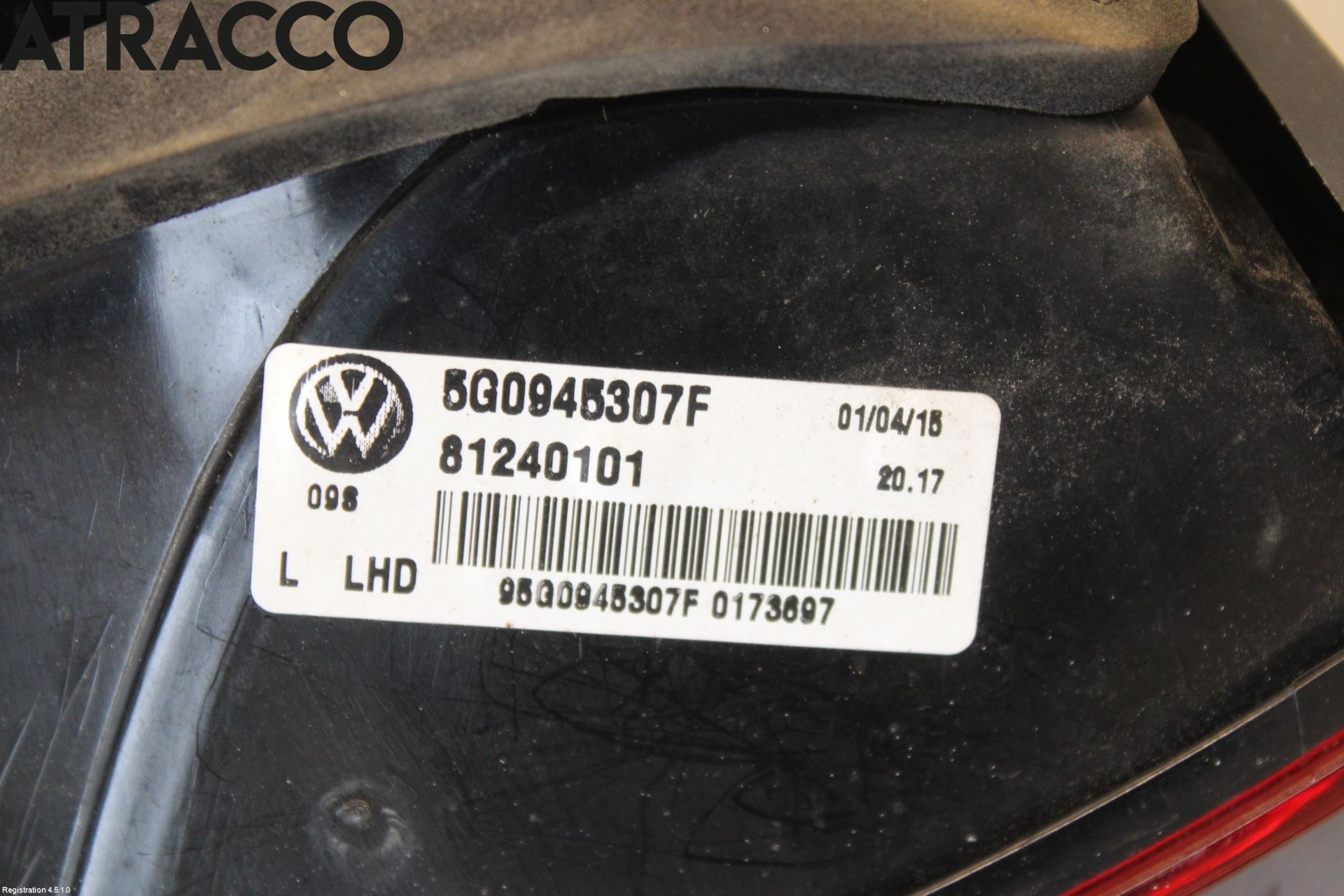 Volkswagen VW GOLF / E-GOLF VII 13-20 Baklykt Venstre  På Luke(Indre