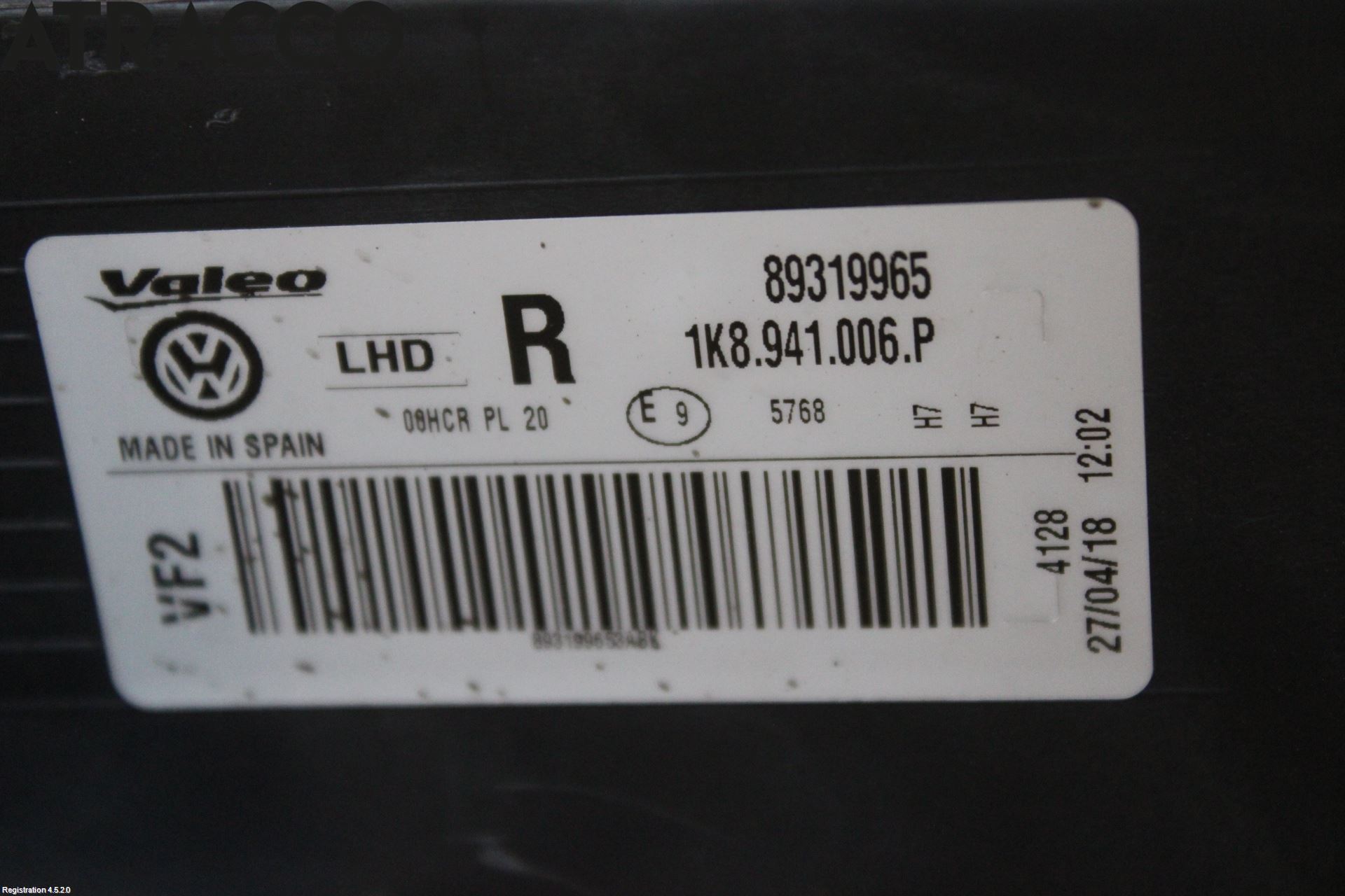 Volkswagen VW SCIROCCO 09-17 Frontlykt Høyre