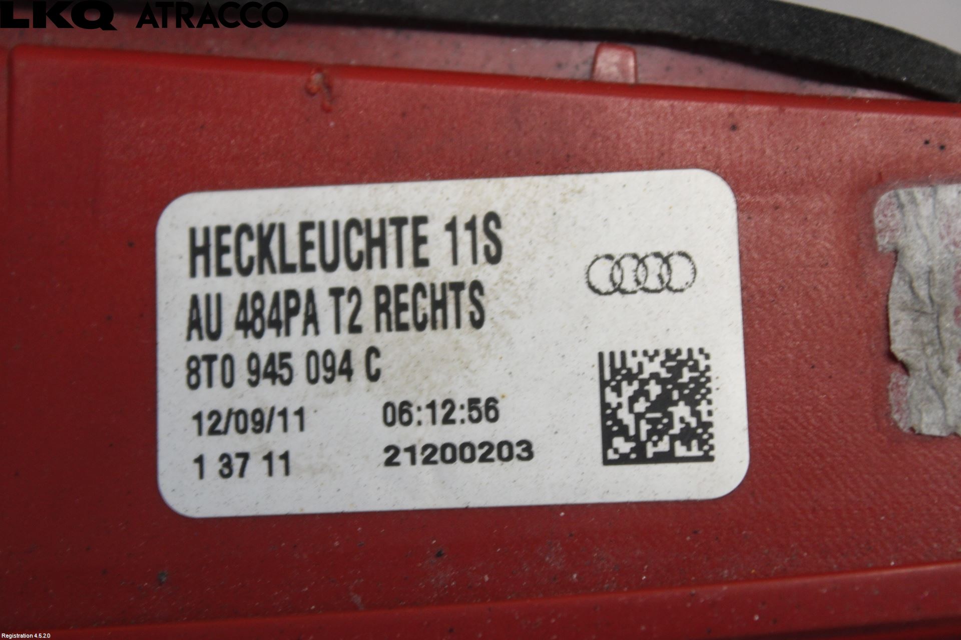 Audi S5 07- Baklykt Høyre  På Luke(Indre)