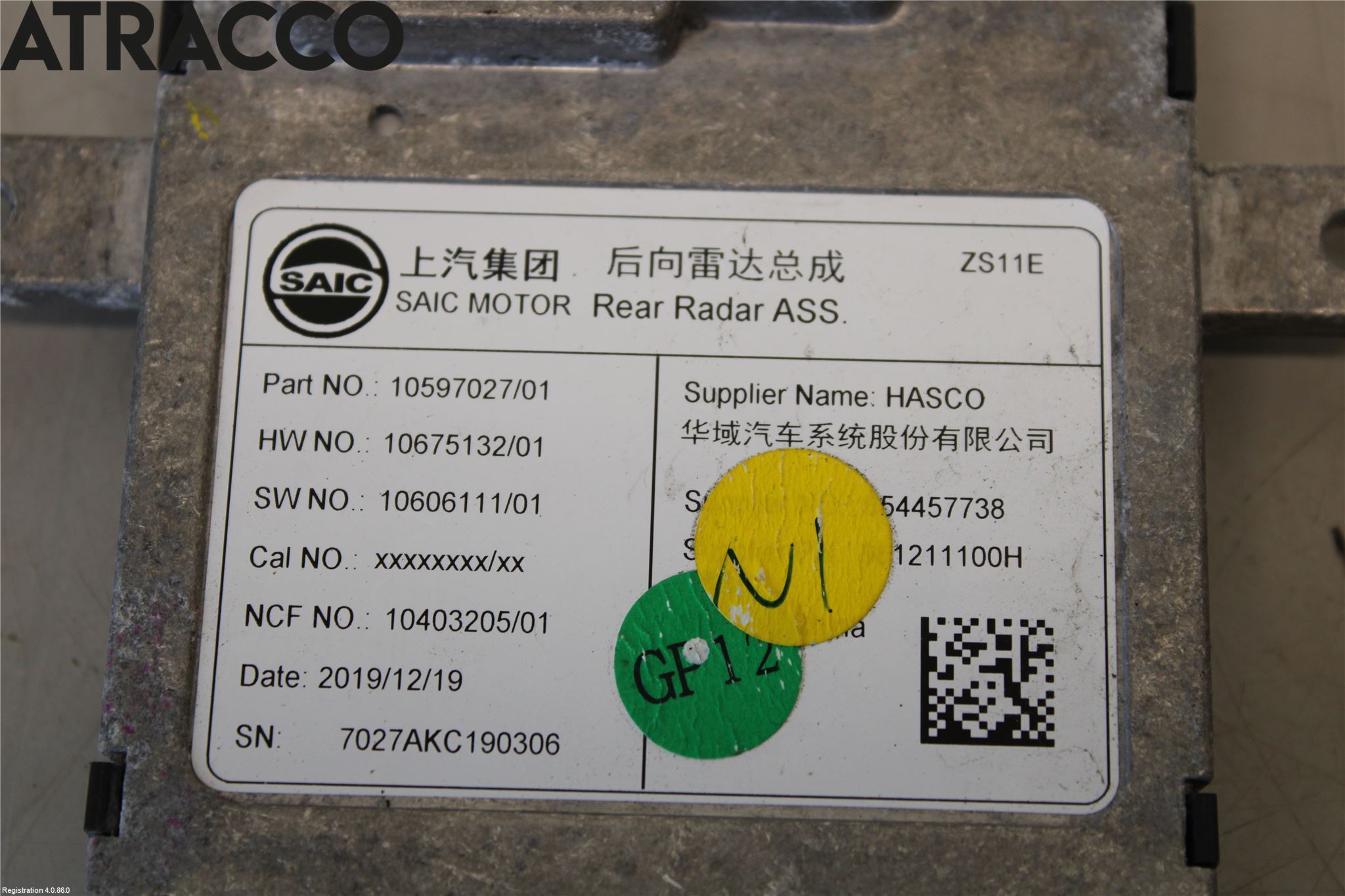 MG ZS EV 20- Sensor Kollisjonsbeskyttelse