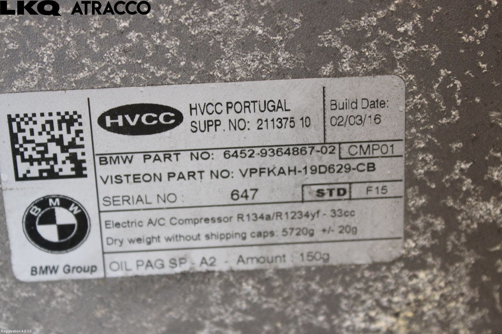 BMW 2 F45 Active Tourer 14-21 Varme Ac Kompressor