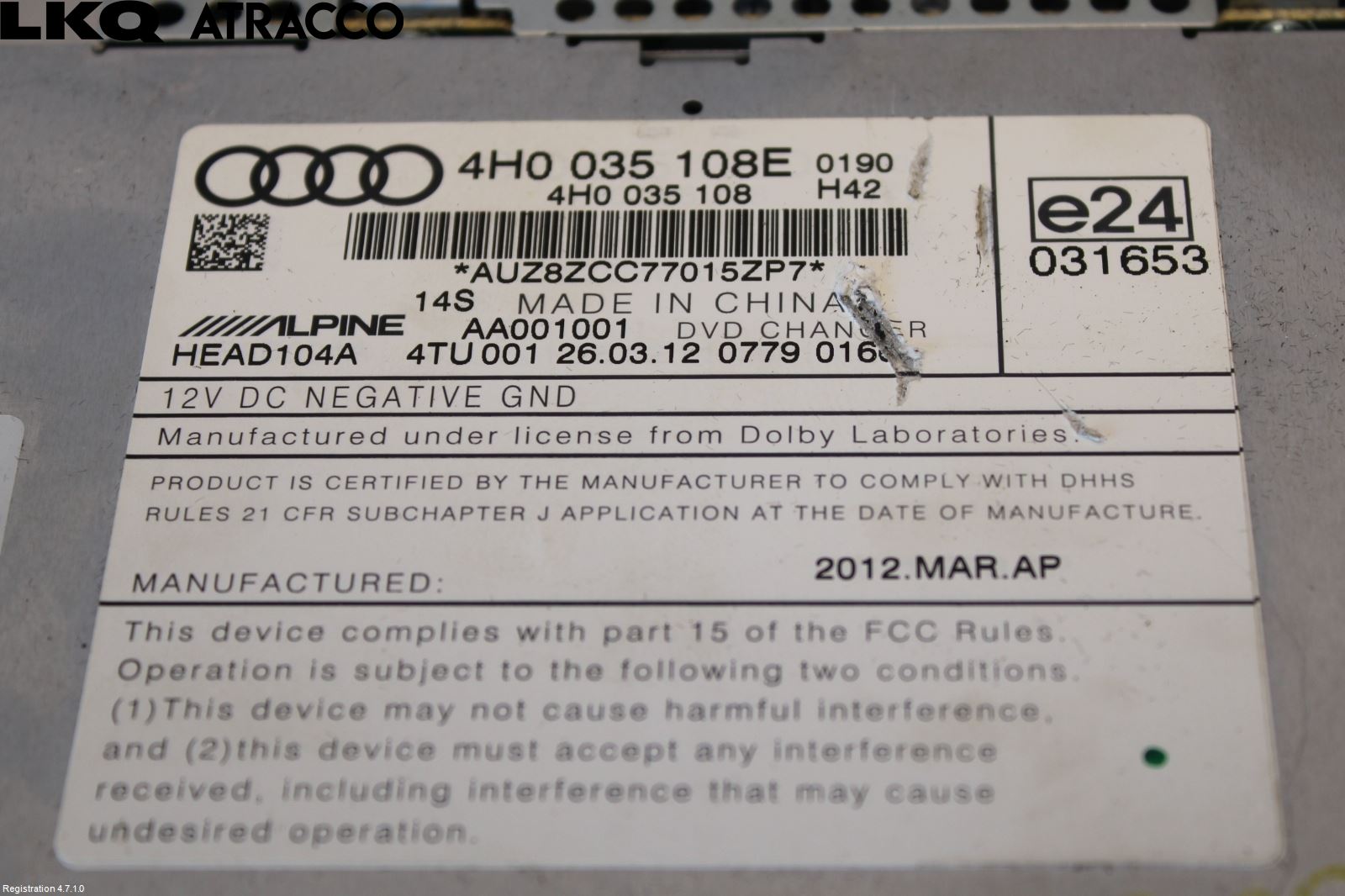 Audi A6 ALLROAD 12-18 Stereo Cd Veksler