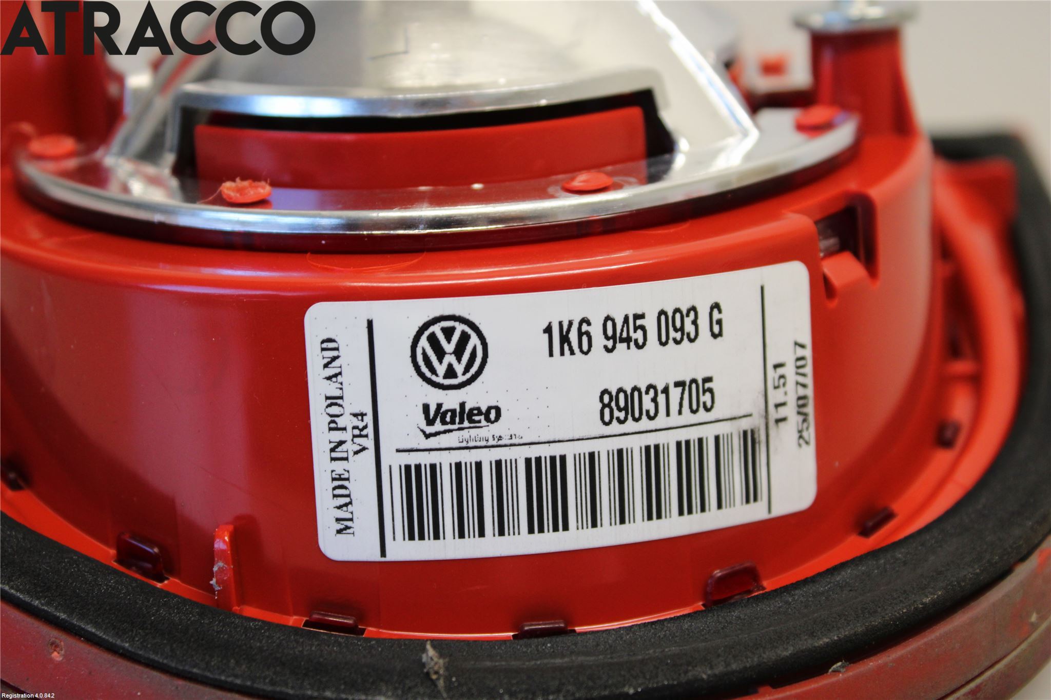 Volkswagen VW GOLF V 04-09 Baklykt Venstre  På Luke(Indre