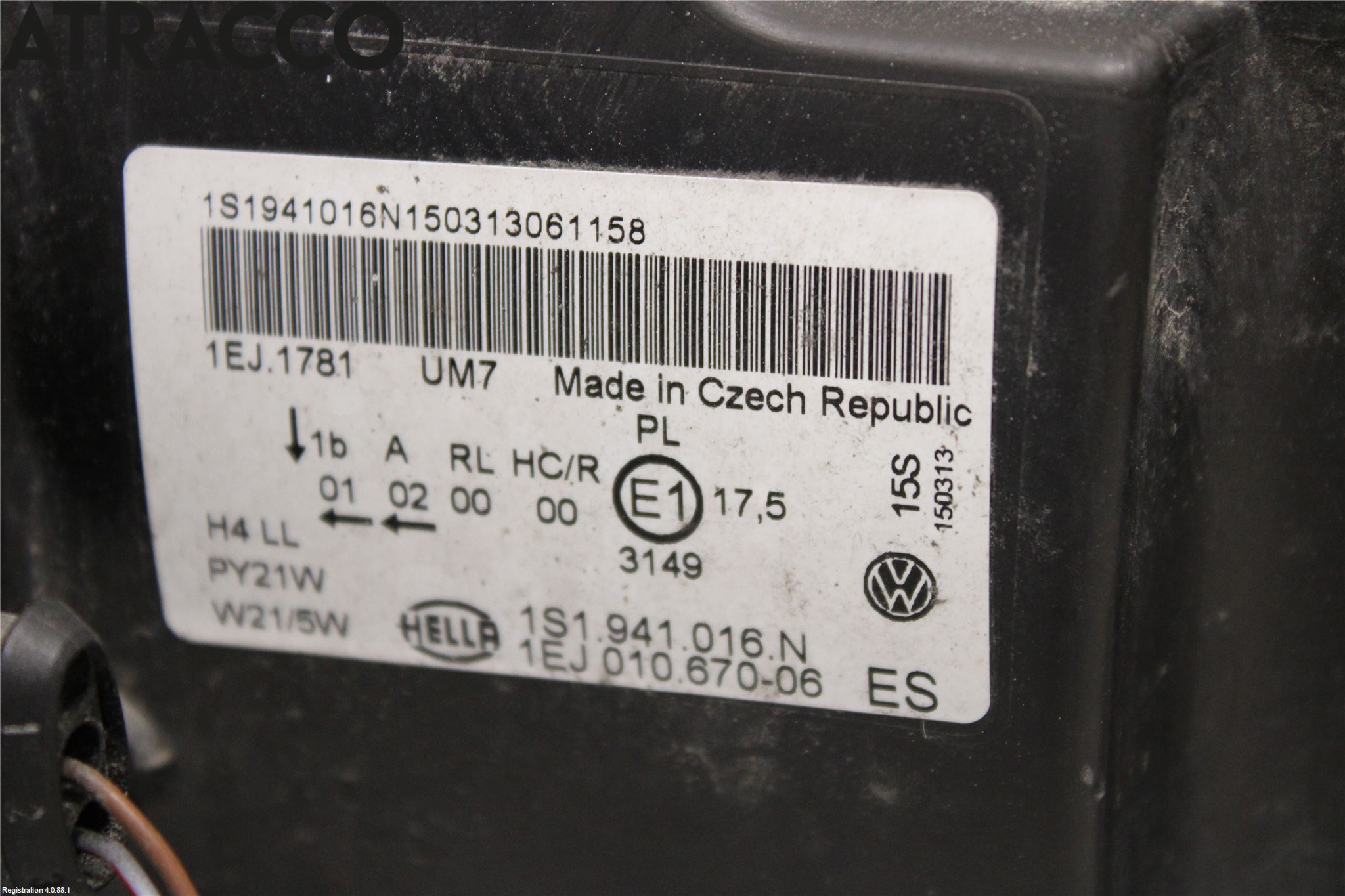 Volkswagen VW UP! / E-UP! Frontlykt Høyre