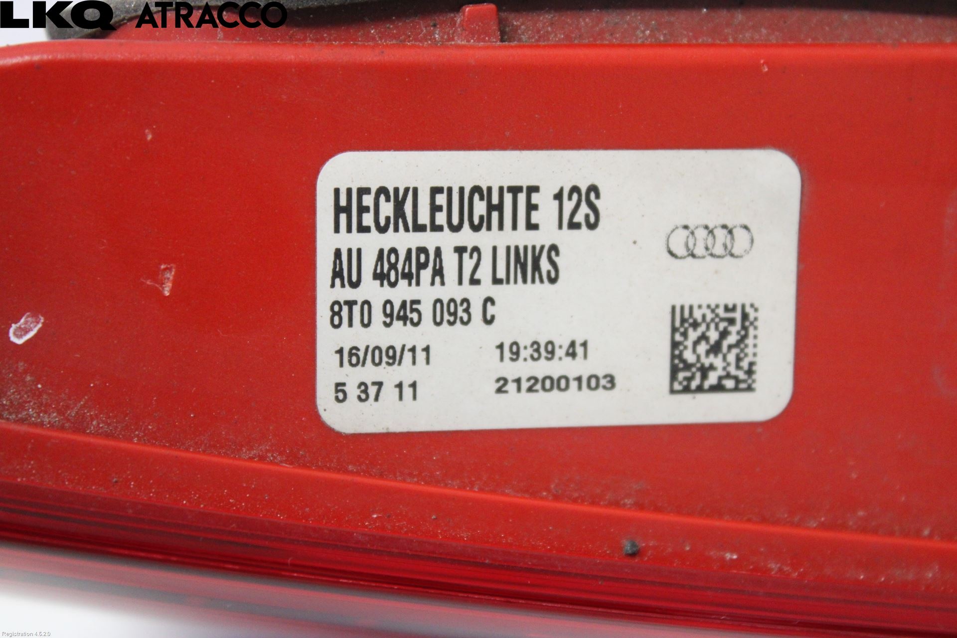 Audi S5 07- Baklykt Venstre  På Luke(Indre