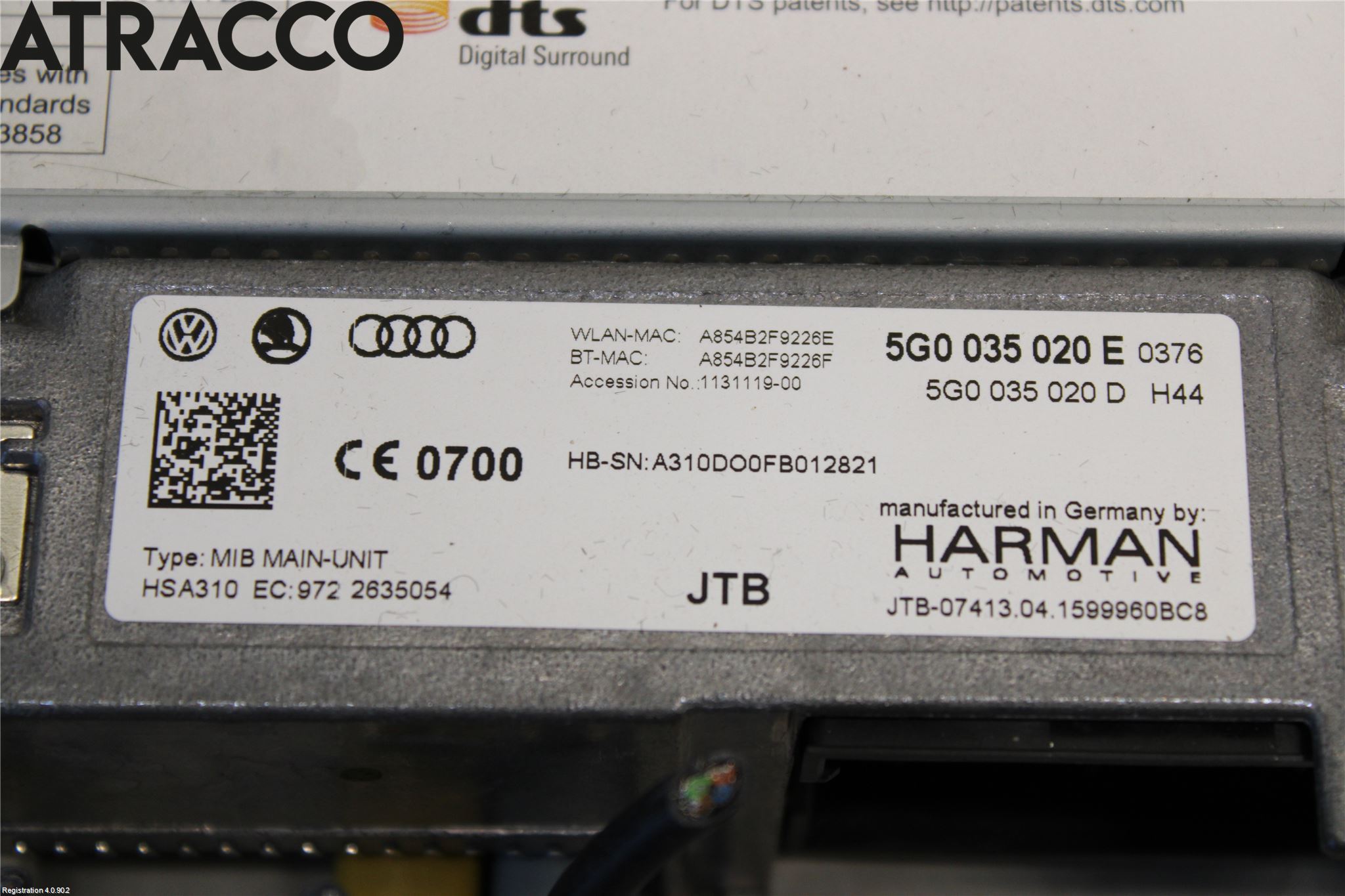 Volkswagen VW GOLF / E-GOLF VII 13-20 Stereo Cd Veksler