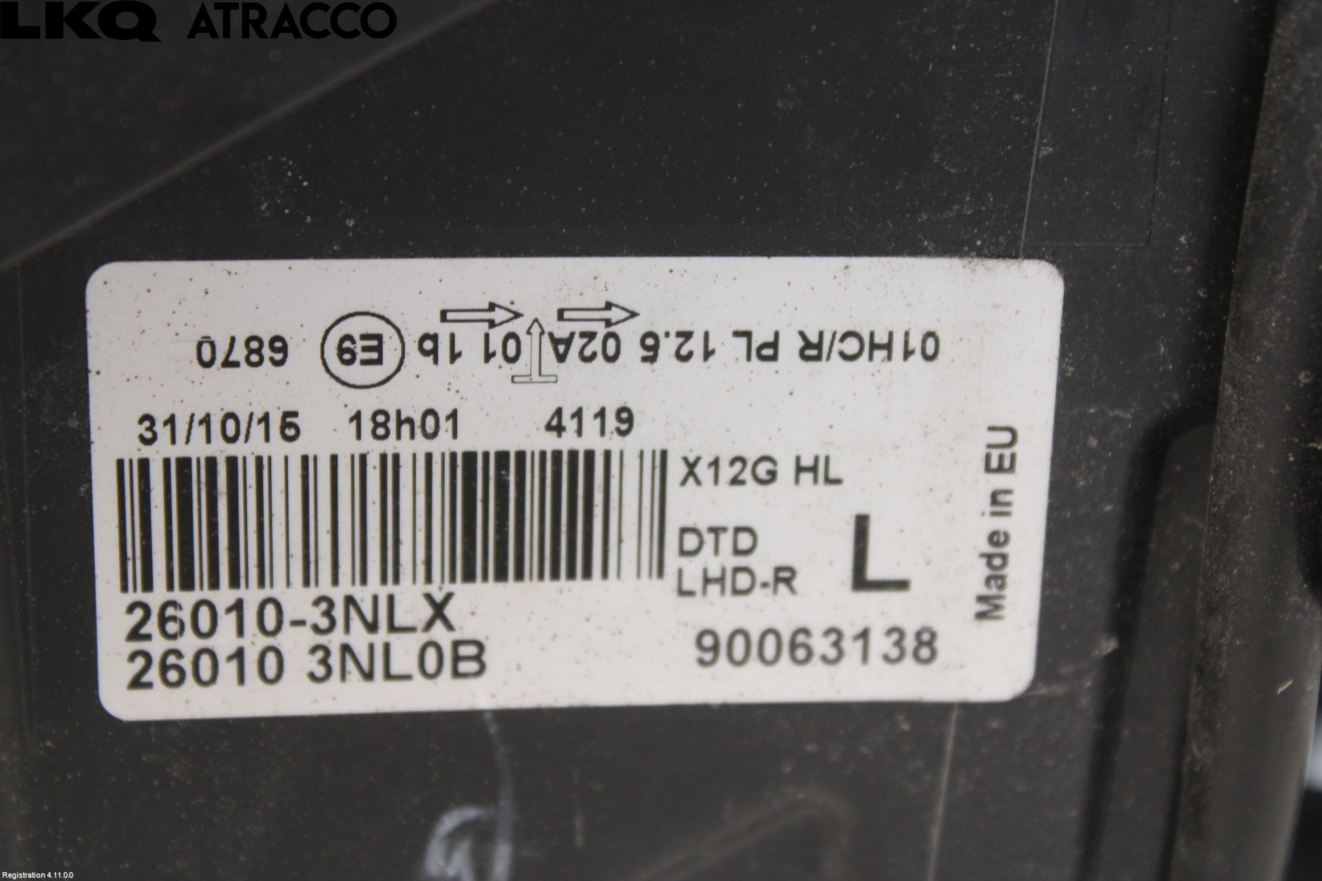 Nissan LEAF 11-17 Frontlykt Høyre