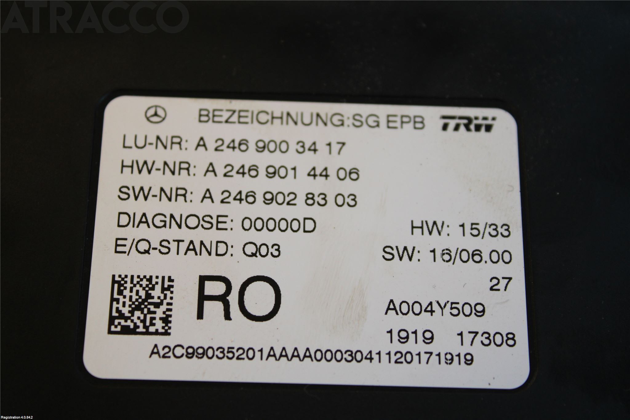 Mercedes-Benz MB B-KLASS (W246/W242) 12-19 Styreenhet Parkbrems