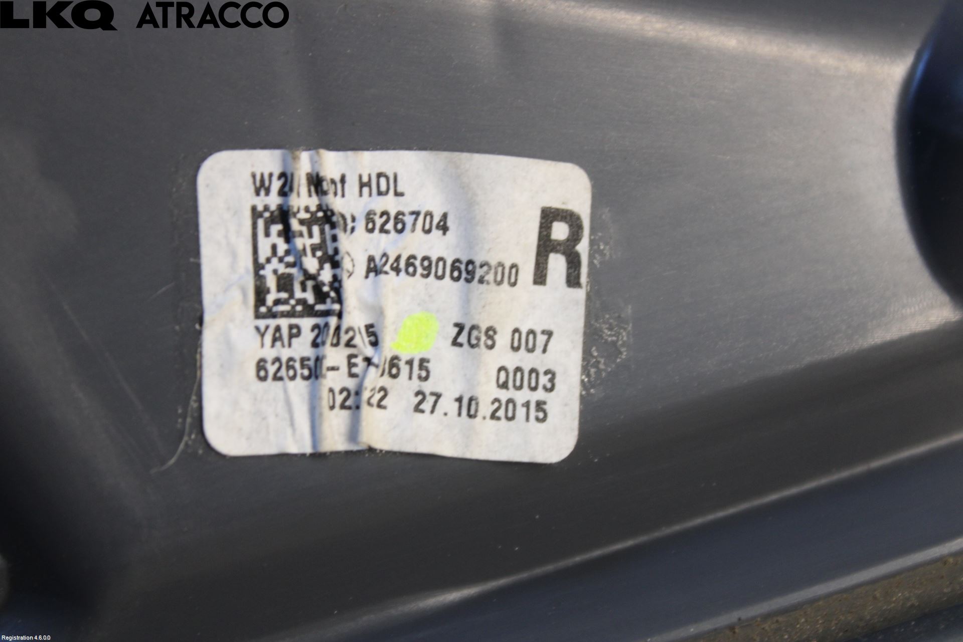 Mercedes-Benz MB B-KLASS (W246/W242) 12-19 Baklykt Høyre  På Luke(Indre)