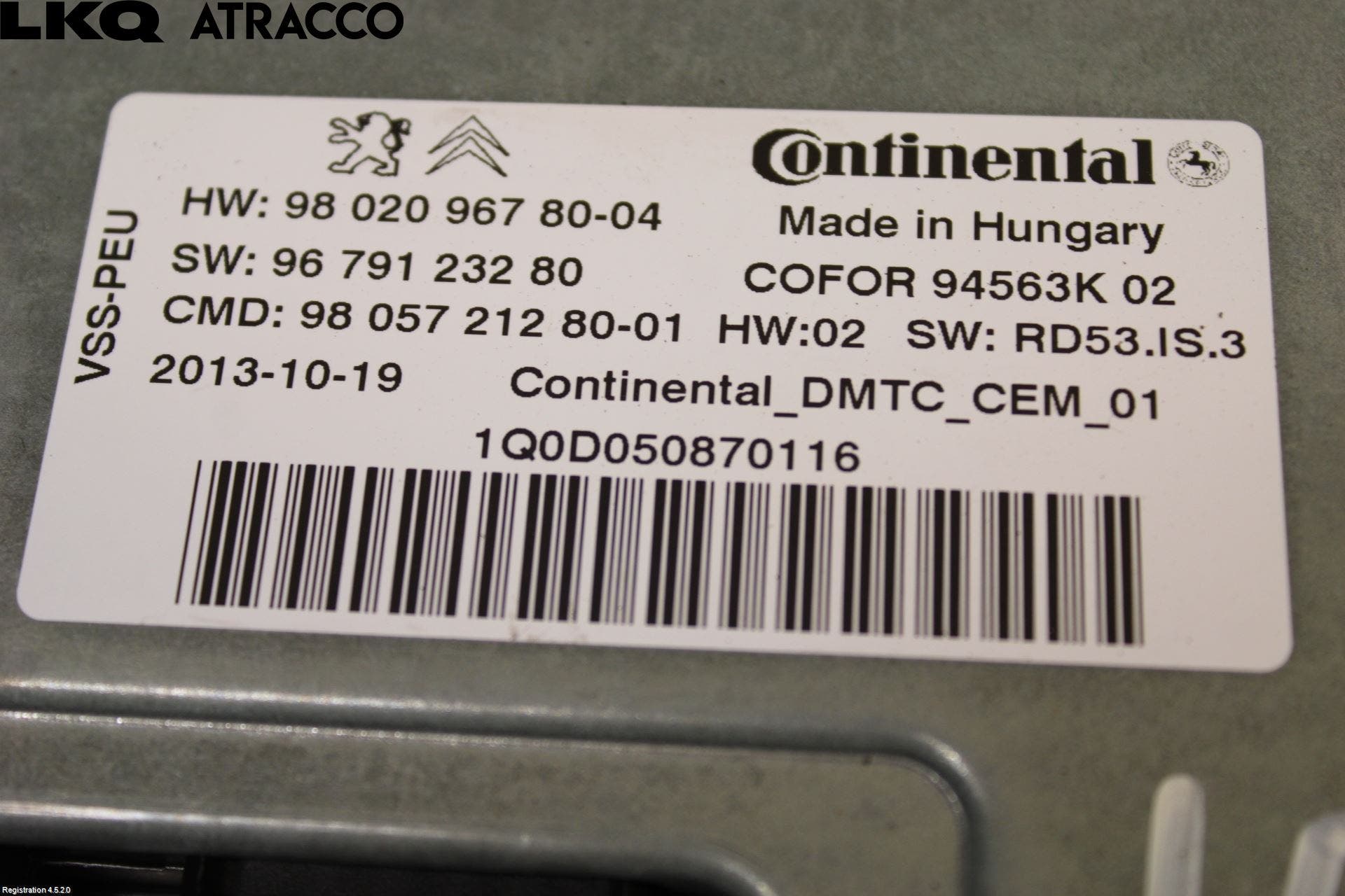 Citroen C3 PICASSO Styrenhet Start/Stopp