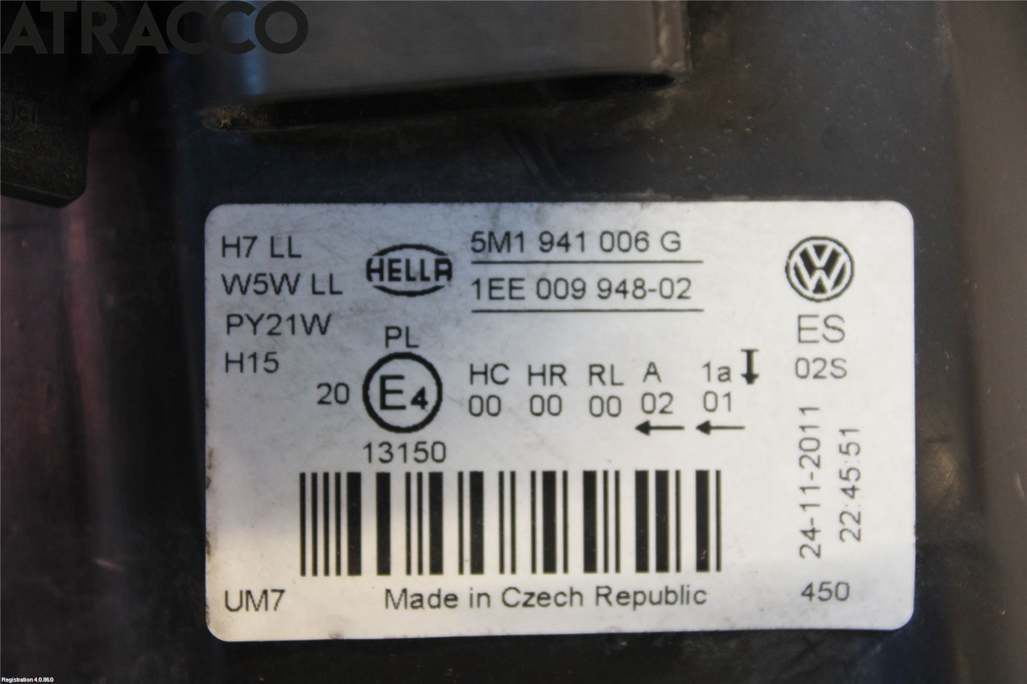 Volkswagen VW GOLF PLUS/CROSS GOLF 04-14 Frontlykt Høyre