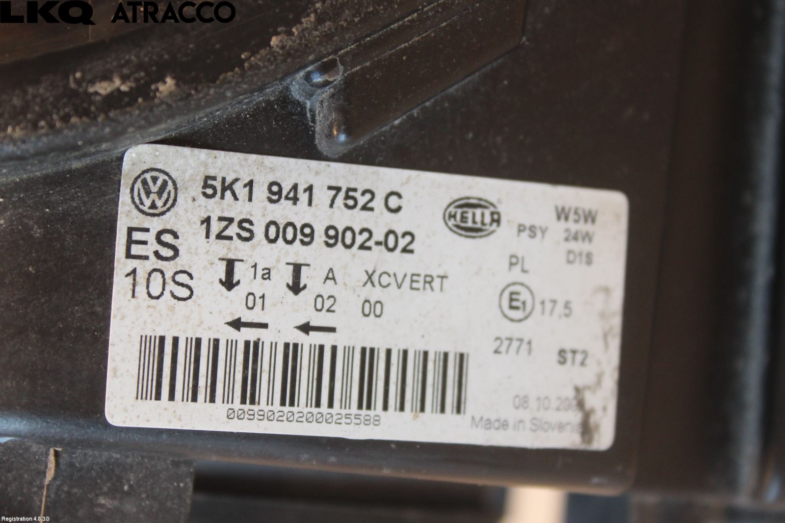 Volkswagen VW GOLF VI 09-13 Frontlykt Høyre