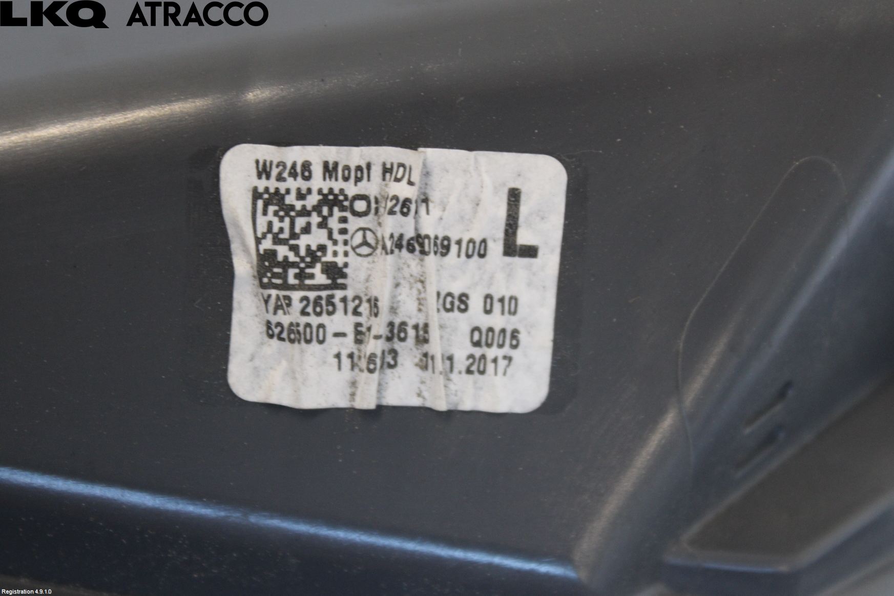 Mercedes-Benz MB B-KLASS (W246/W242) 12-19 Baklykt Venstre  På Luke(Indre