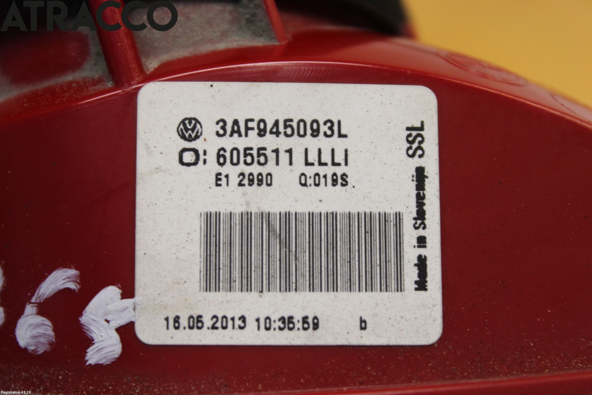 Volkswagen VW PASSAT 11-14 Baklykt Venstre  På Luke(Indre