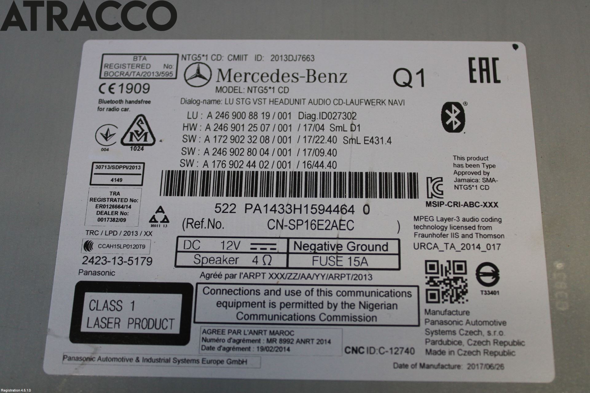 Mercedes-Benz MB CLA-KLASS (C117/X117) 13-19 Stereo Radio Med Cd