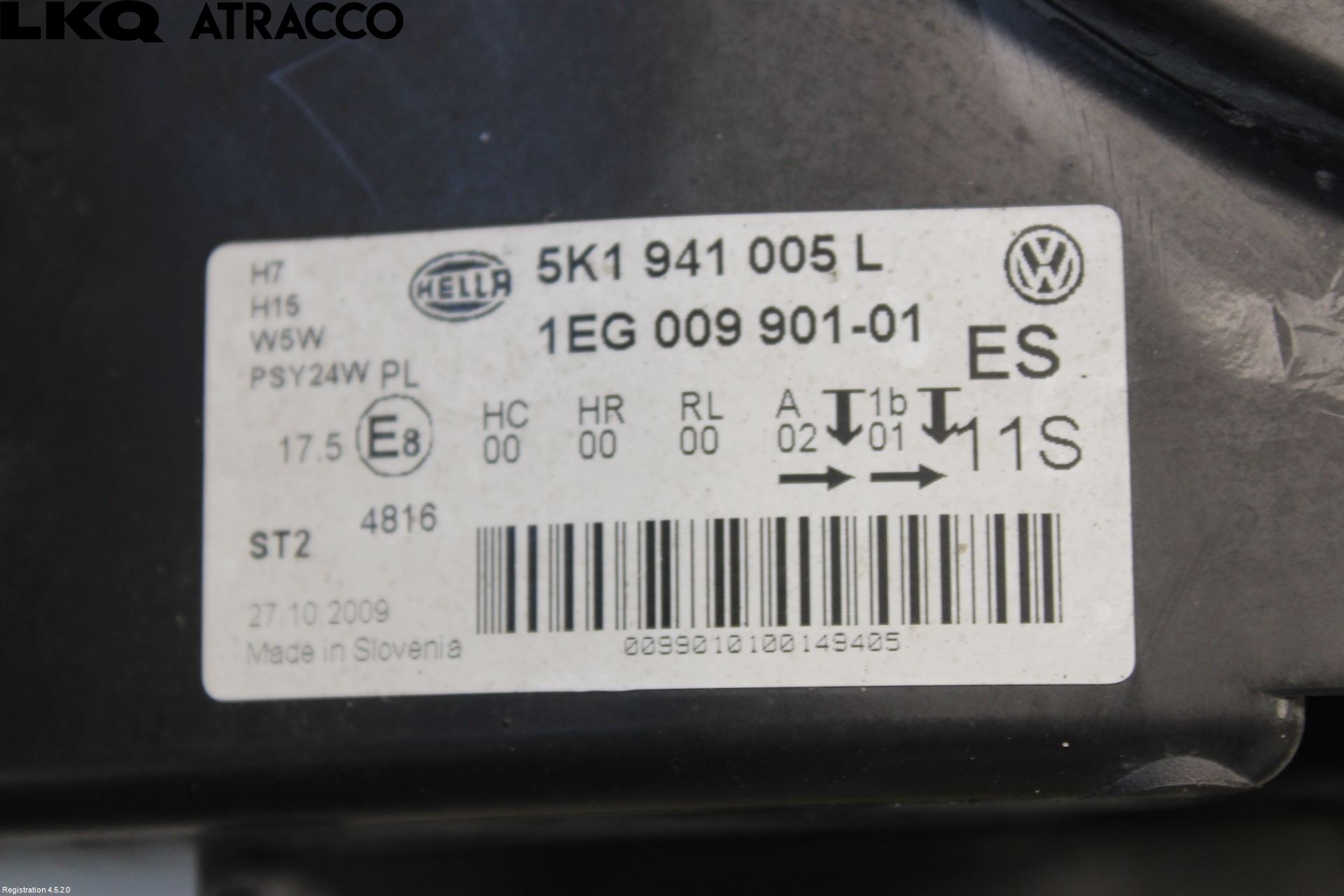 Volkswagen VW GOLF VI 09-13 Frontlykt Venstre