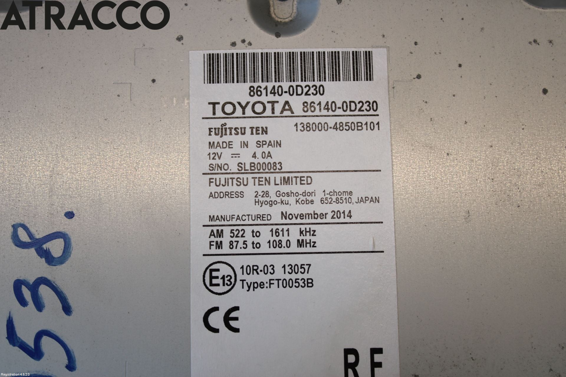 Toyota YARIS XP130 15-20 Stereo Radio