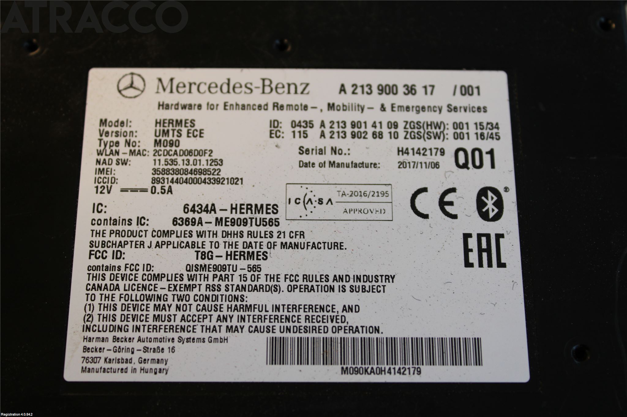 Mercedes-Benz MB B-KLASS (W246/W242) 12-19 Styreenhet Øvrig
