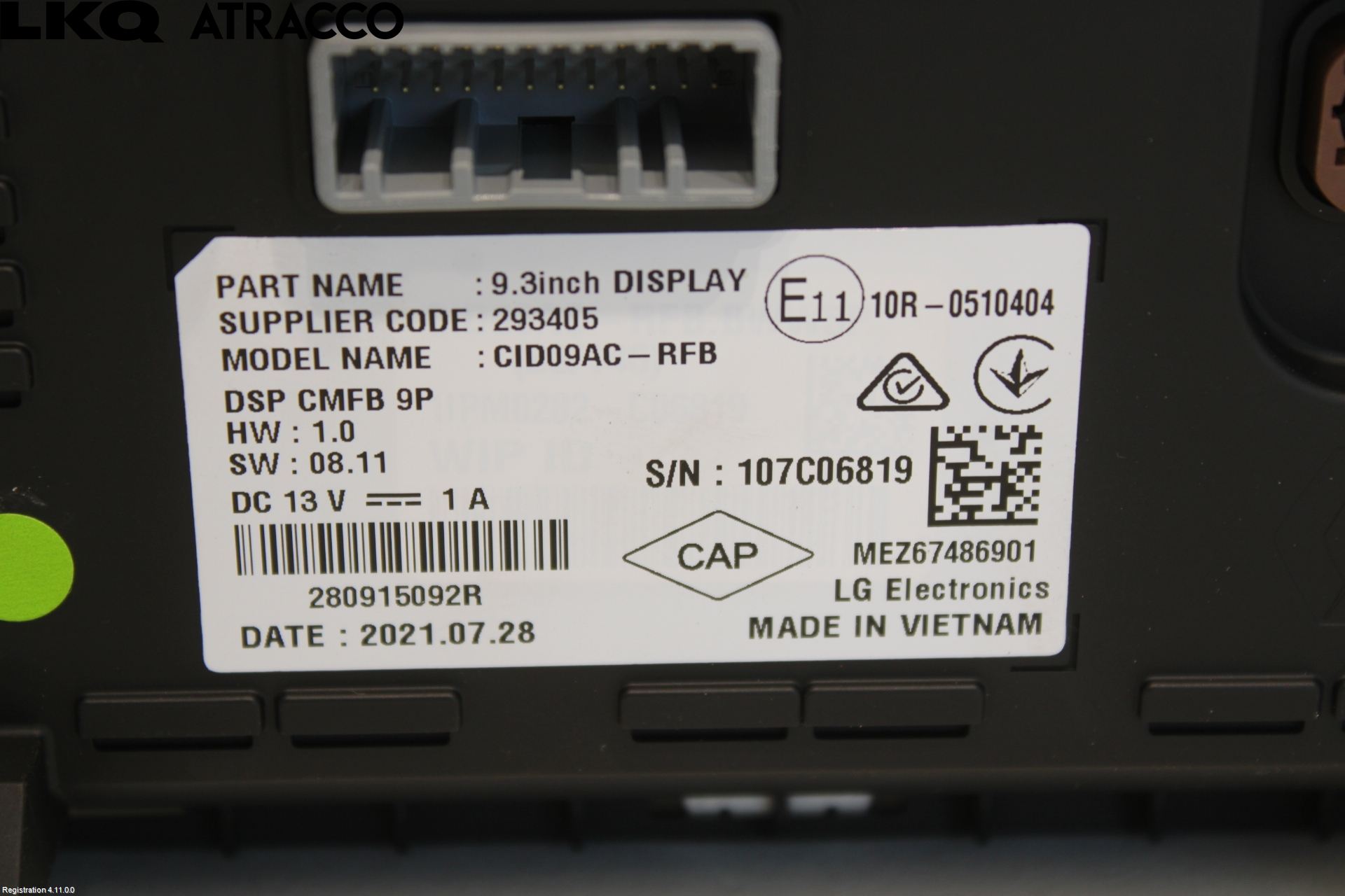 Renault ZOE/E-TECH 13- Multifunktionsdisplay