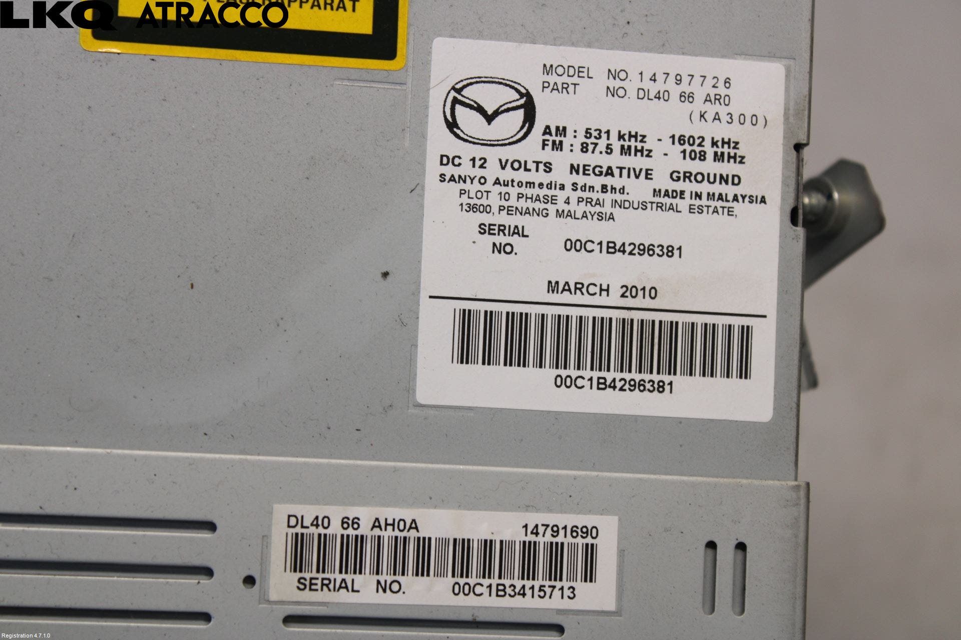 Mazda 2 (DE) 08-15 Stereo Radio Med Cd