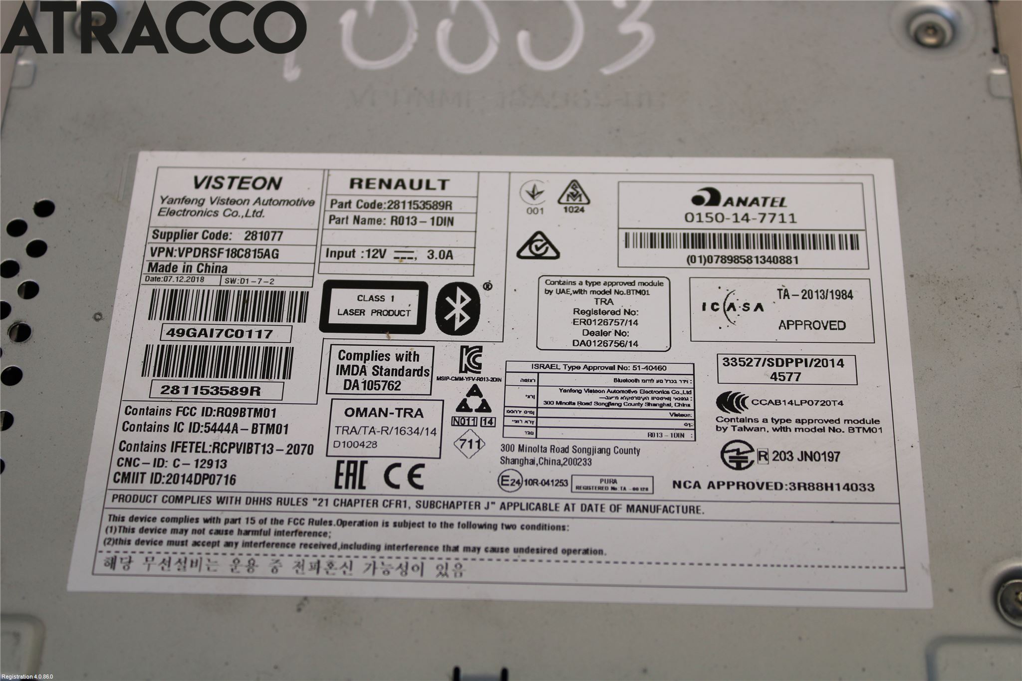 Renault KANGOO II 15-21 Stereo Radio Med Cd