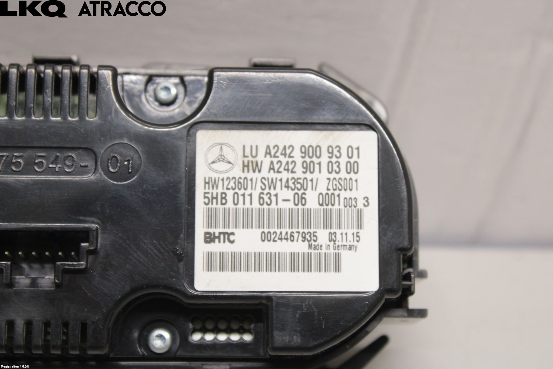 Mercedes-Benz MB B-KLASS (W246/W242) 12-19 Varme Ac Betjening-Display