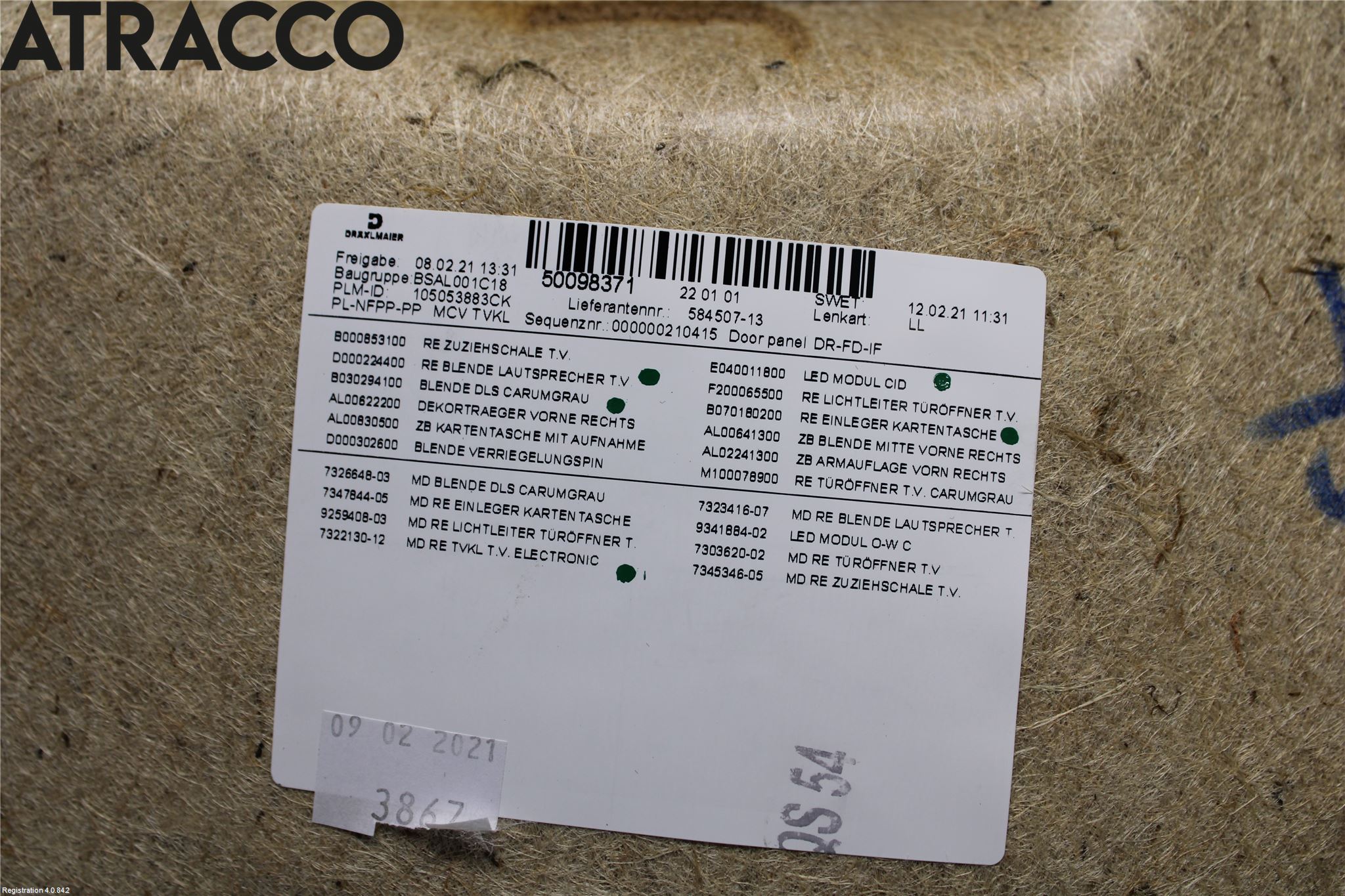 BMW i3 I01 13-22 Innr Dørtrekk Høyre