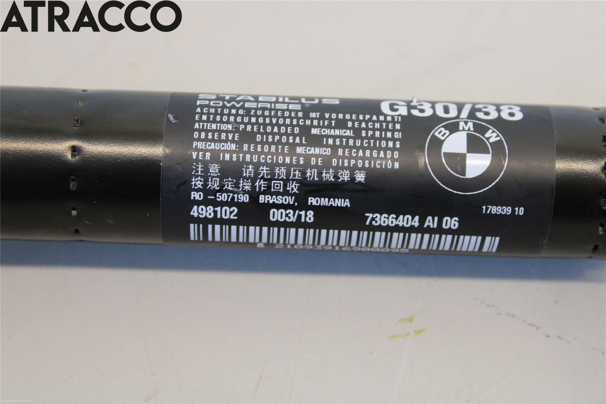 BMW 5 G30/G31/F90 17-23 Bakluke Demper-Gassfjær