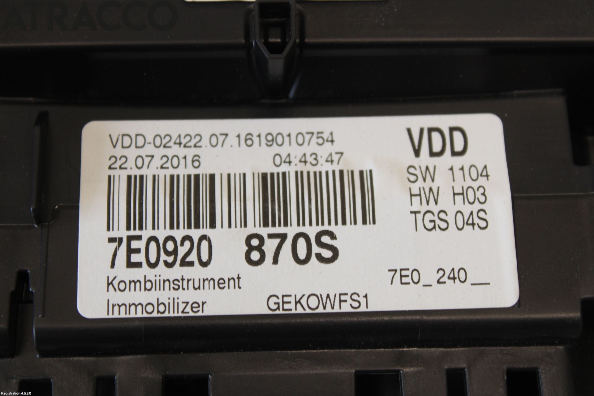 Volkswagen VW TRANSP/CARAVELLE (T6) 16-22 Instr Kombinert