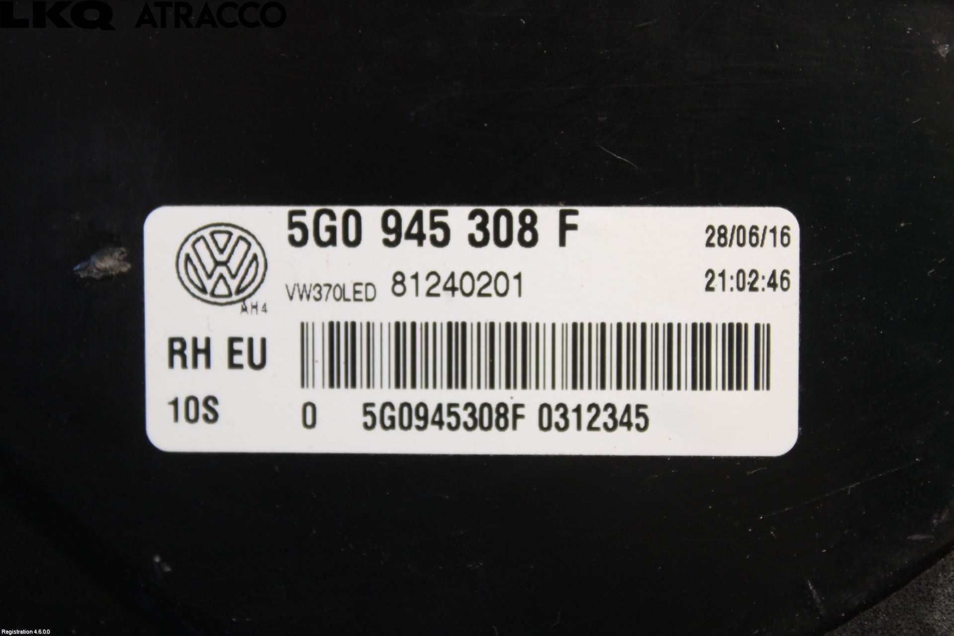 Volkswagen VW GOLF / E-GOLF VII 13-20 Baklykt Høyre  På Luke(Indre)