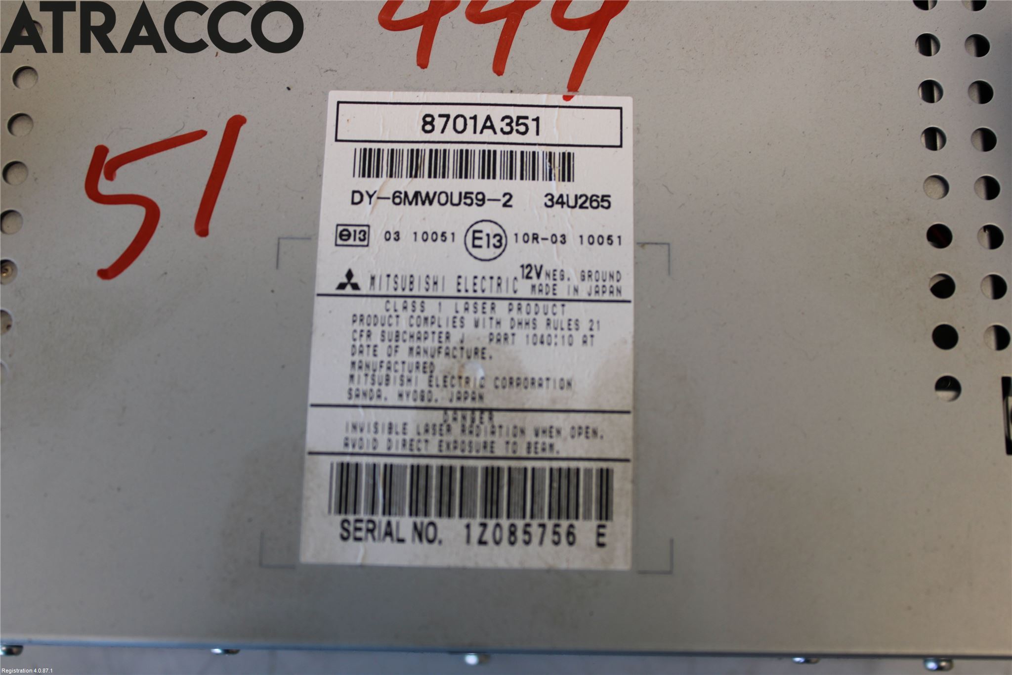 Mitsubishi ASX 10-22 Stereo Radio Med Cd