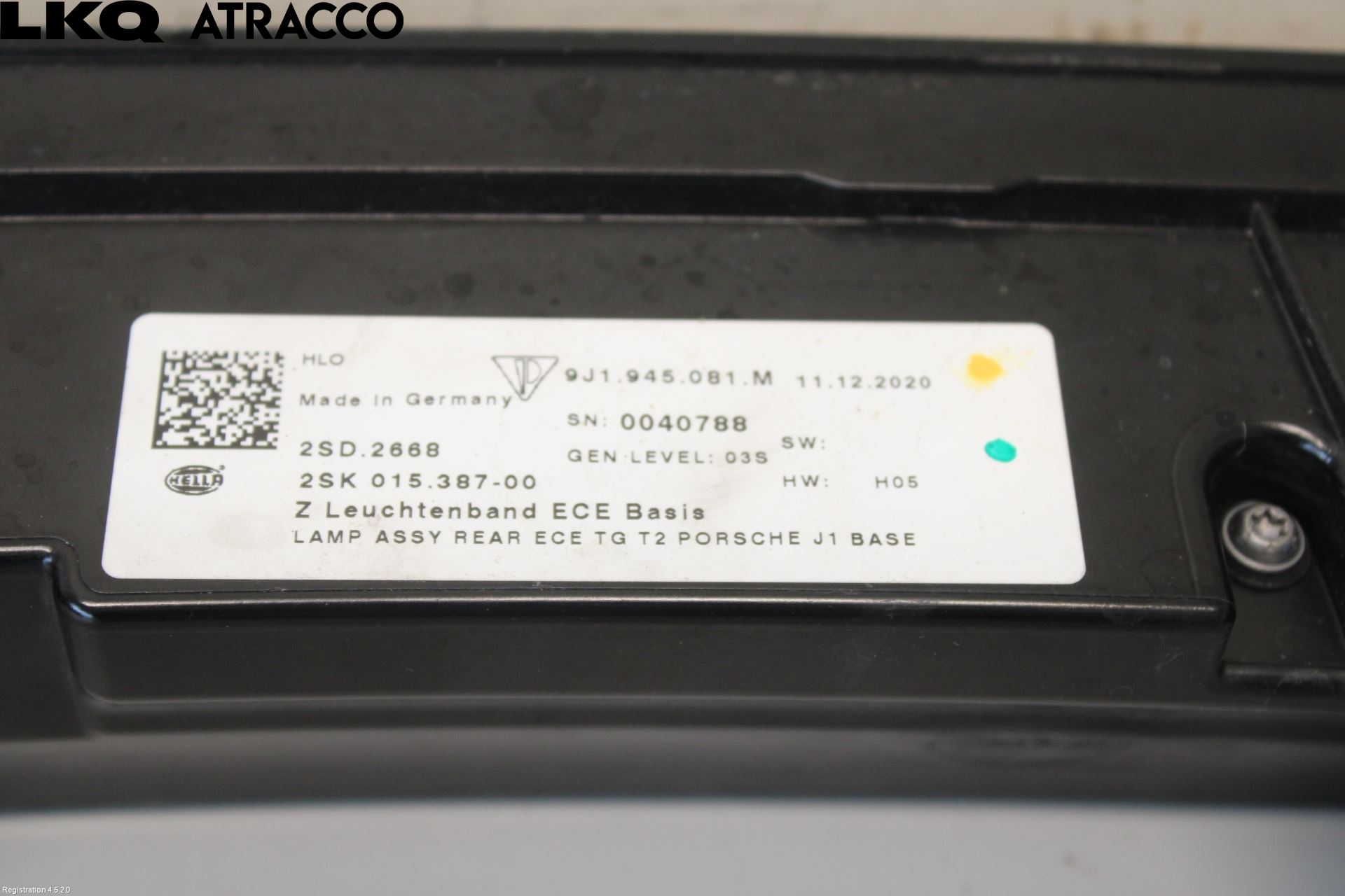 Porsche TAYCAN 20- Baklykt Ryggelys-Tåkelys