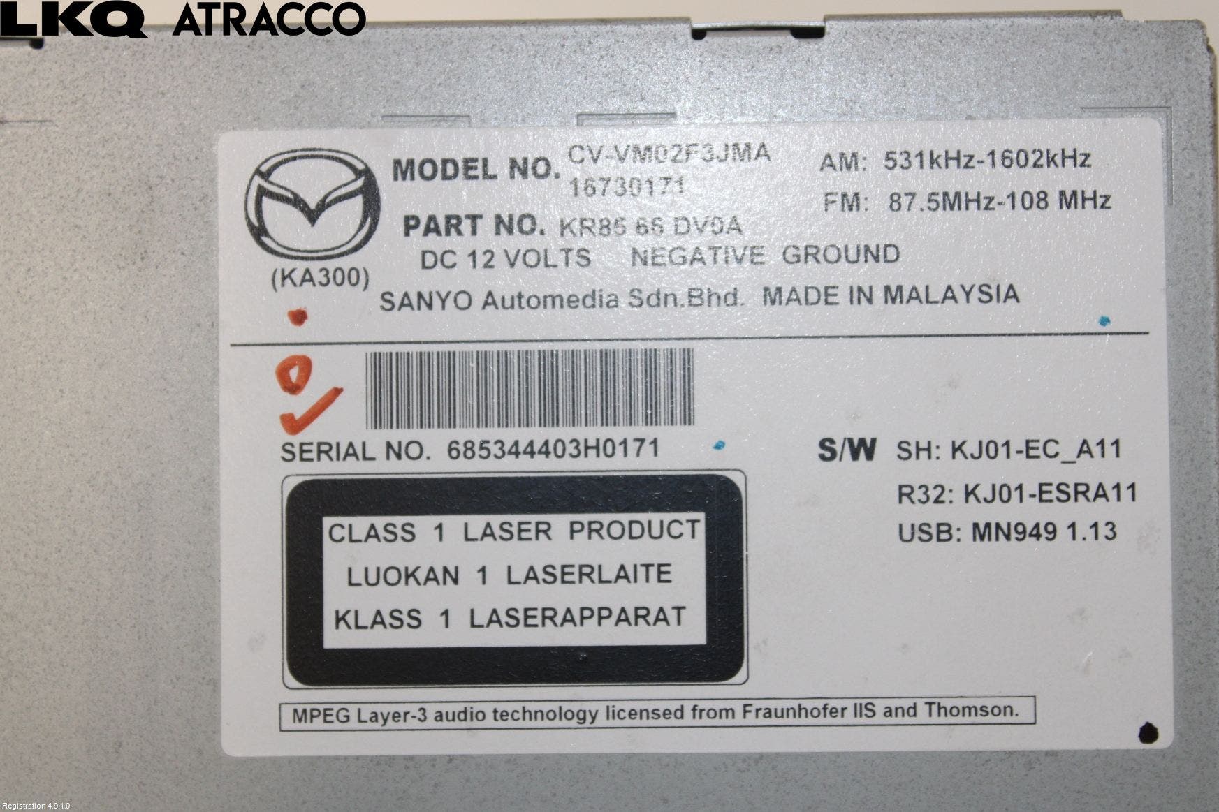 Mazda CX-5 12-17 Stereo Radio Med Cd