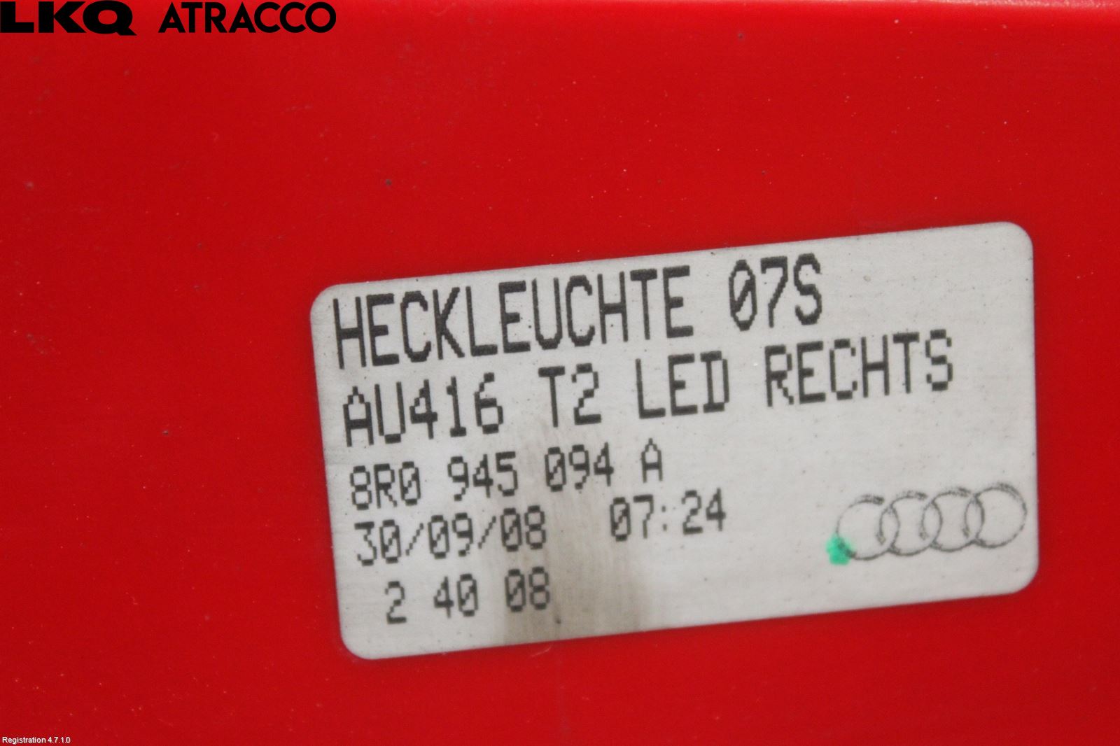 Audi Q5 09-16 Baklykt Høyre