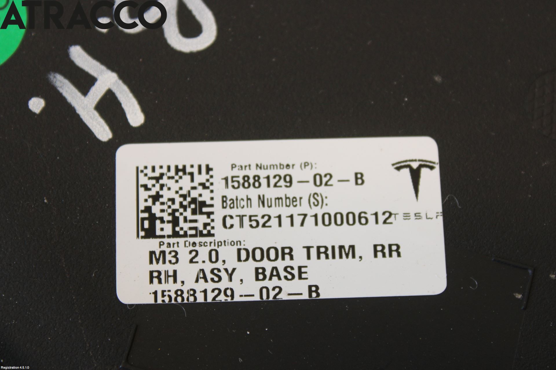 Tesla MODEL 3 17- Innr Dørtrekk Høyre