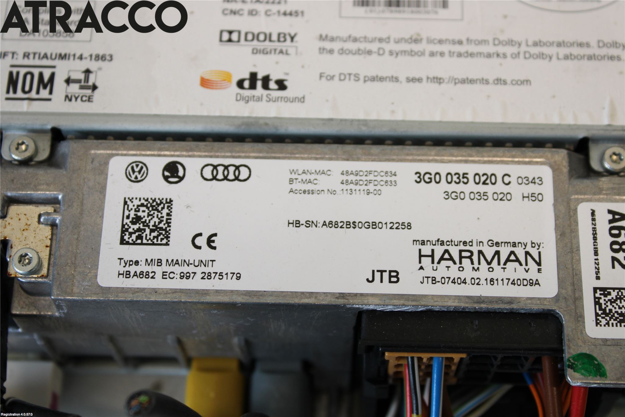 Volkswagen VW GOLF / E-GOLF VII 13-20 Stereo Radio Med Cd