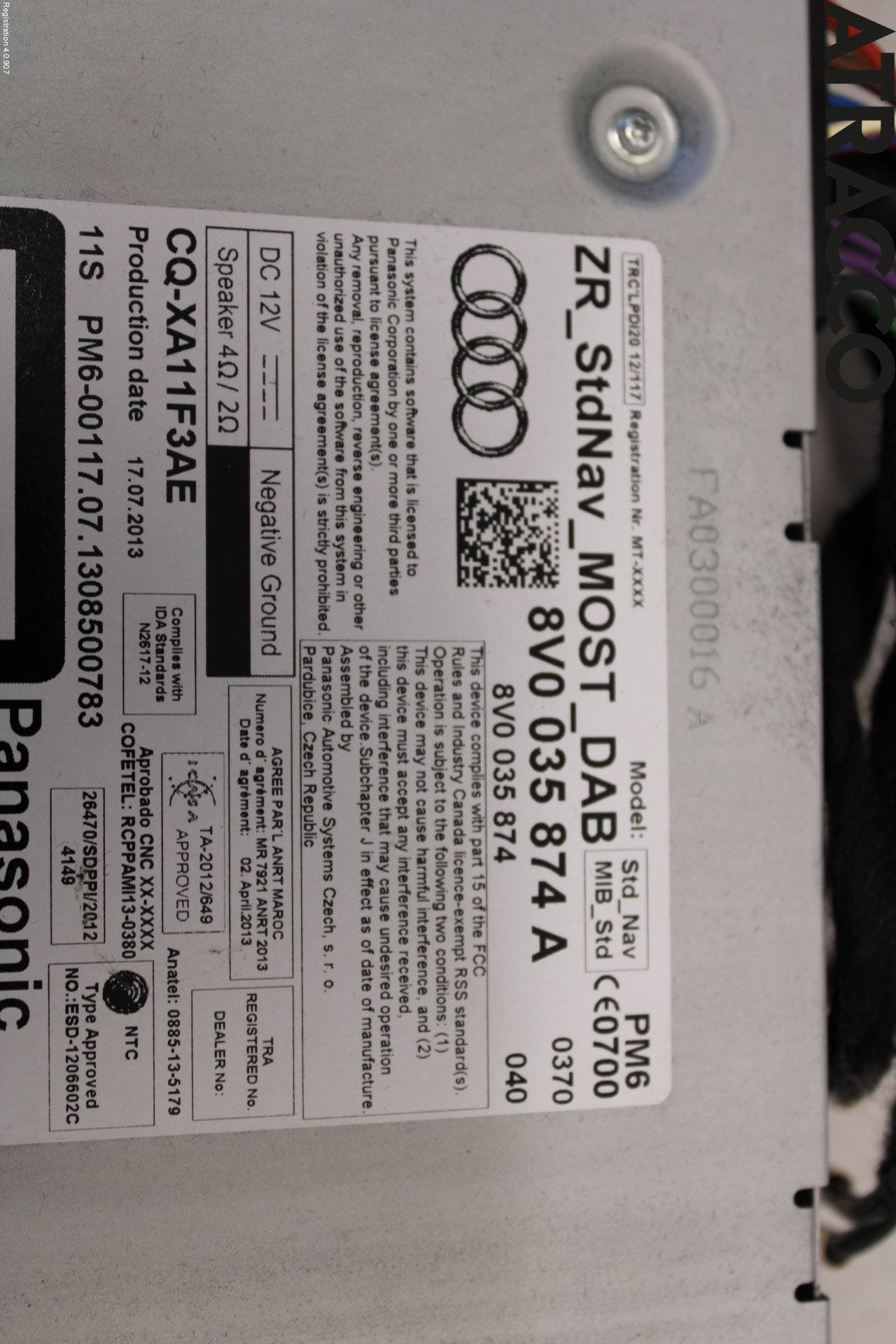 Audi A3/S3 05-13 Stereo Radio Med Cd