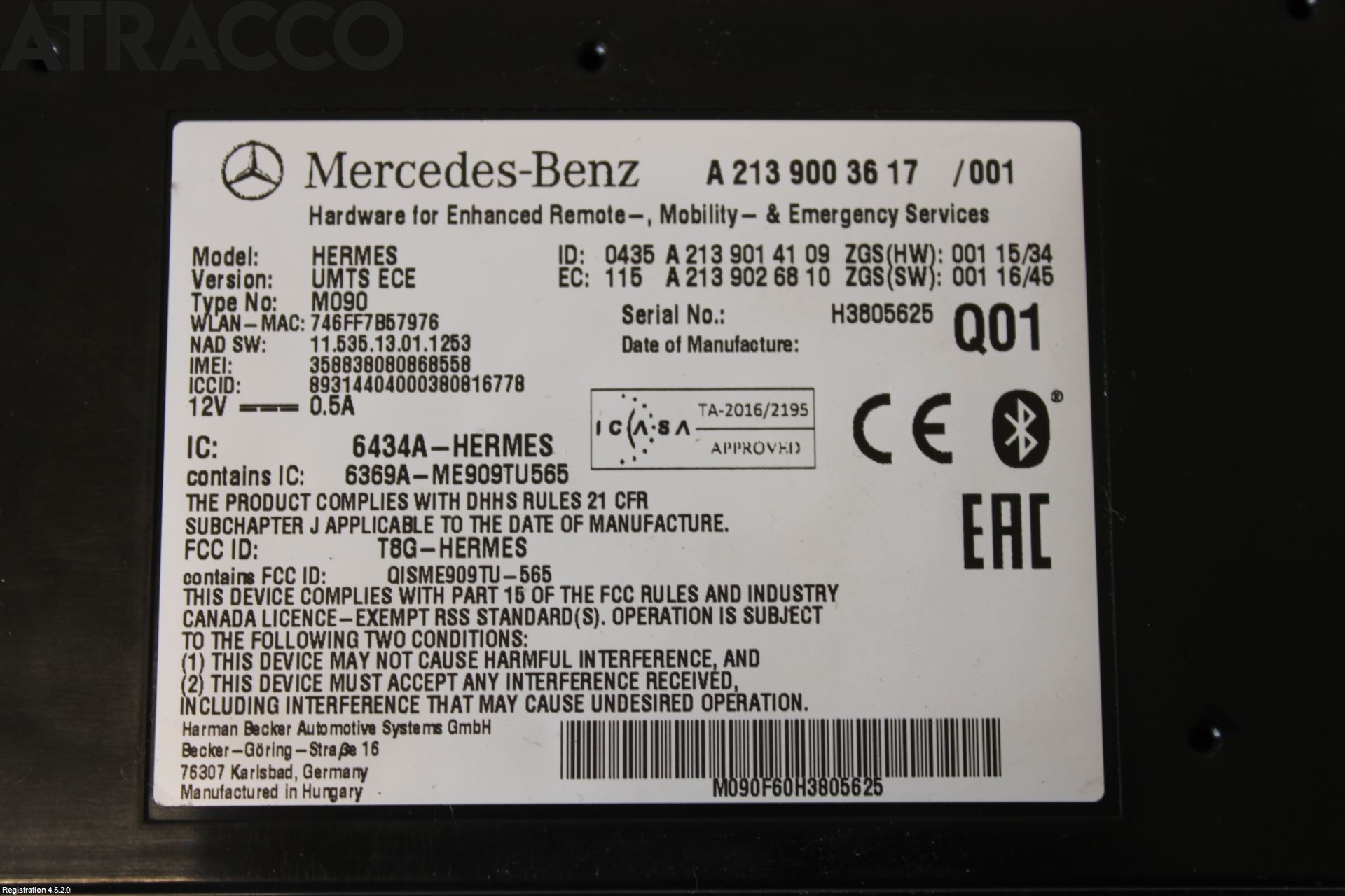 Mercedes-Benz MB CLA-KLASS (C117/X117) 13-19 Styreenhet Øvrig