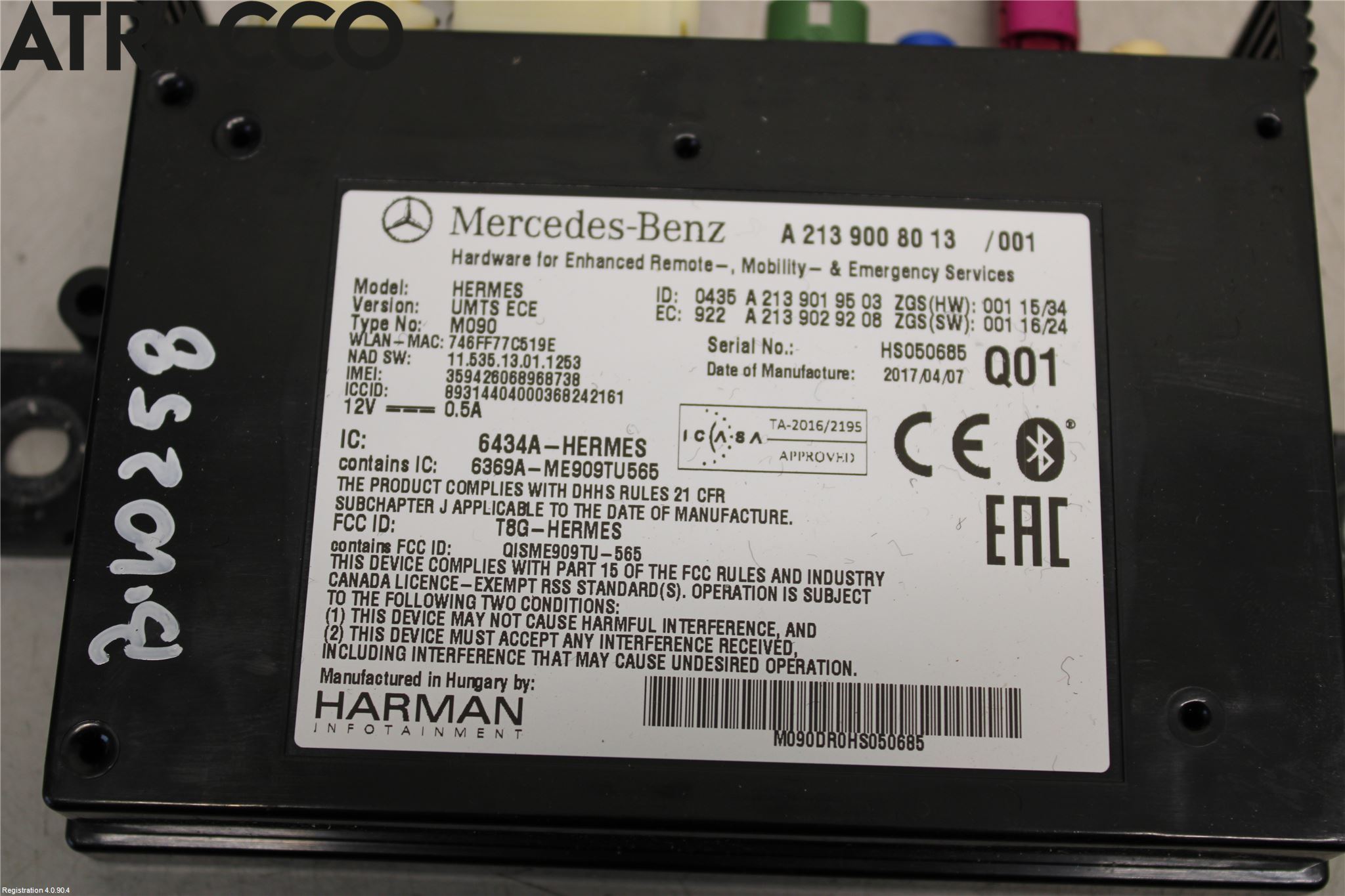 Mercedes-Benz MB B-KLASS (W246/W242) 12-19 Styreenhet Øvrig