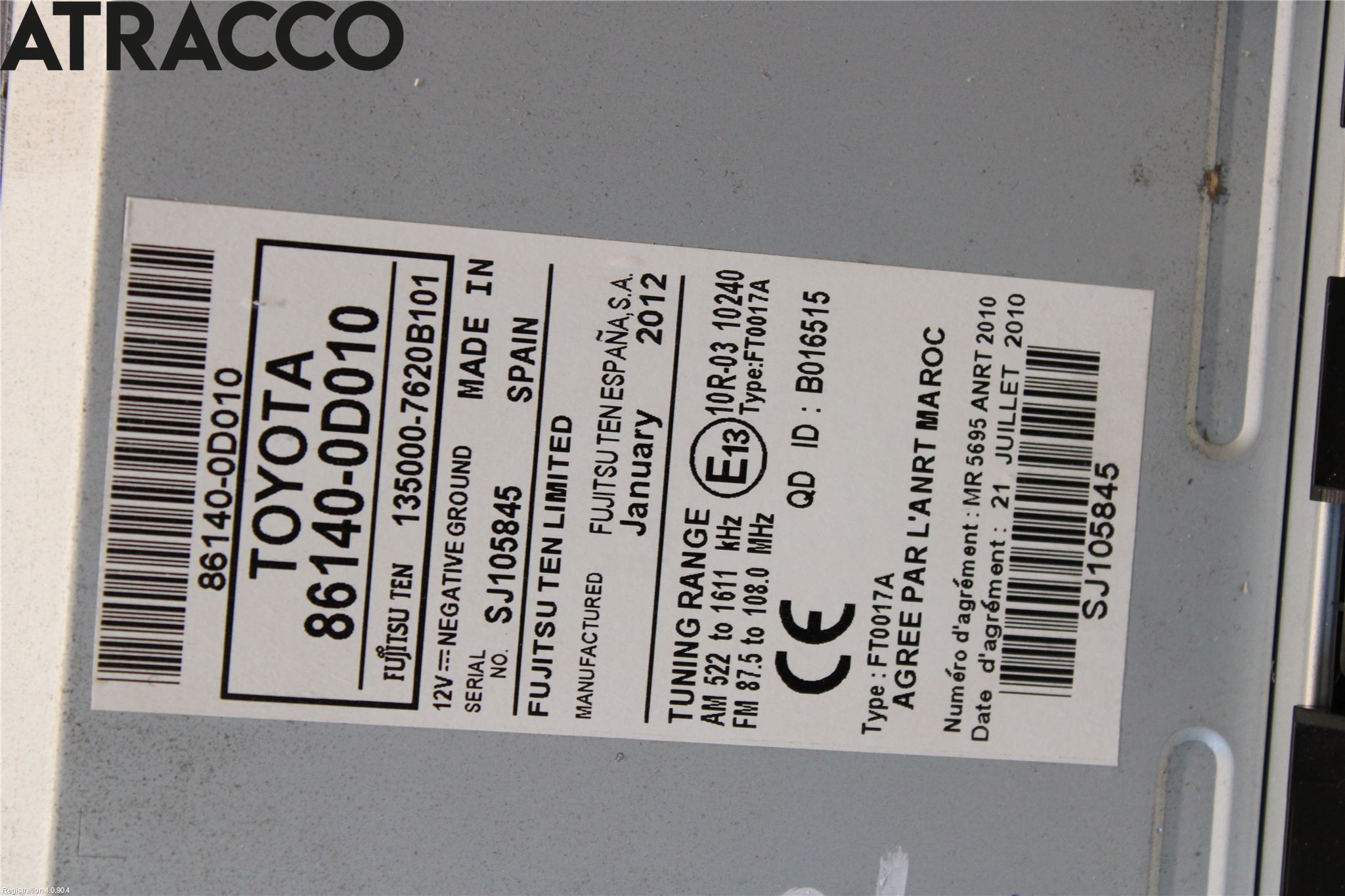 Toyota YARIS XP130 12-14 Stereo Radio Med Cd