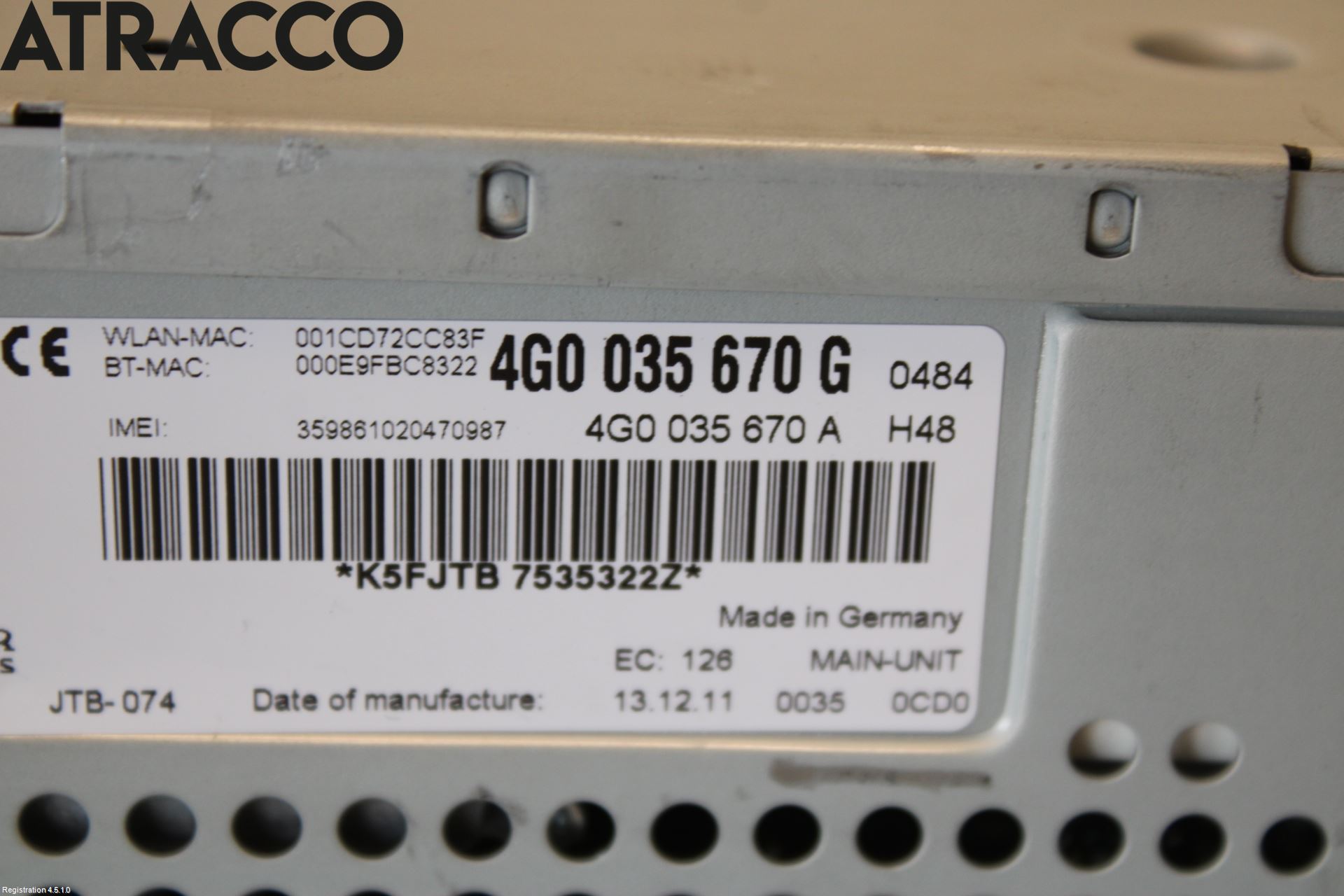 Audi A6/S6 4G 11-18 Stereo Radio Med Cd