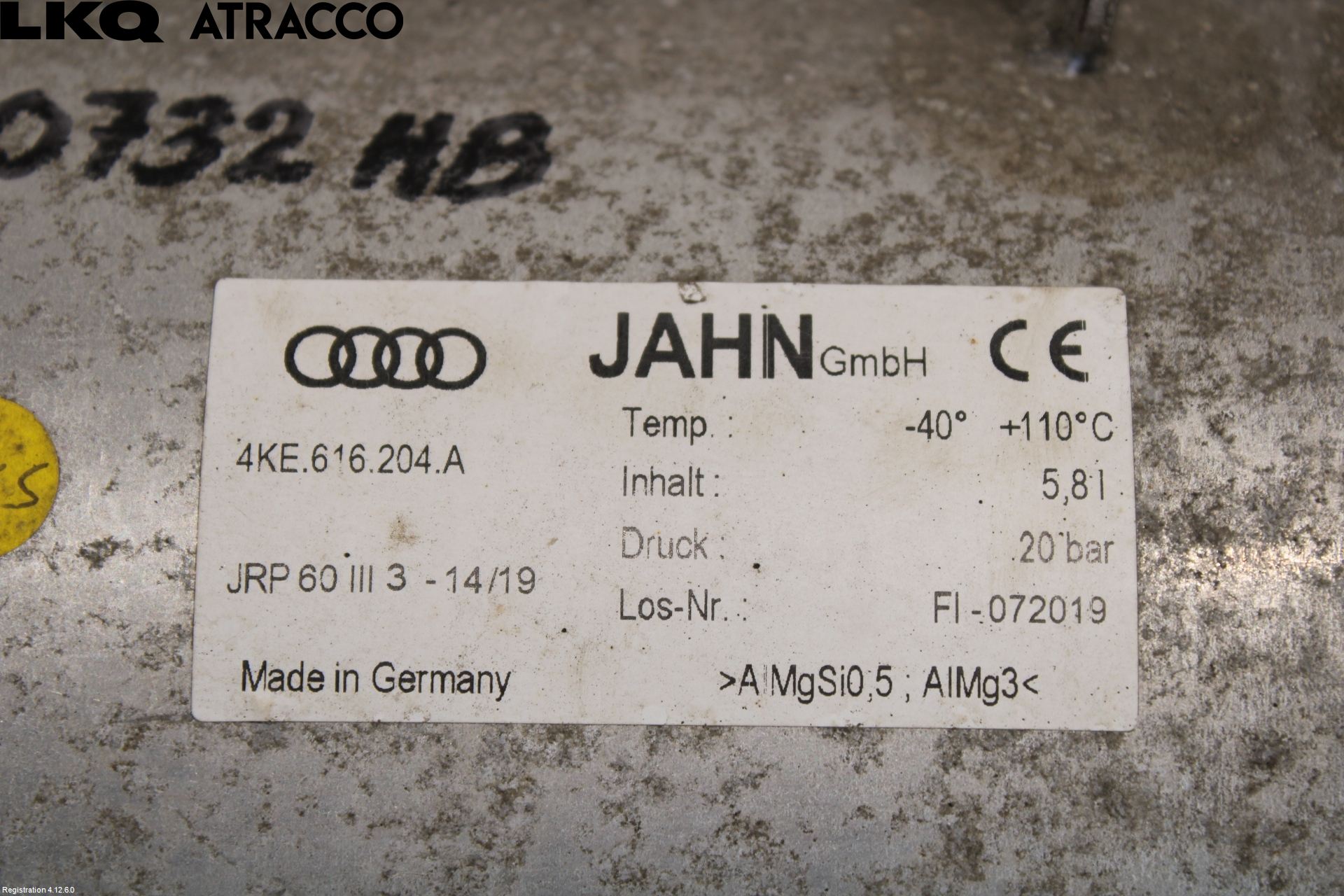 Audi E-TRON, S GE 19- Nivå/Lufrfrändring Trycktank