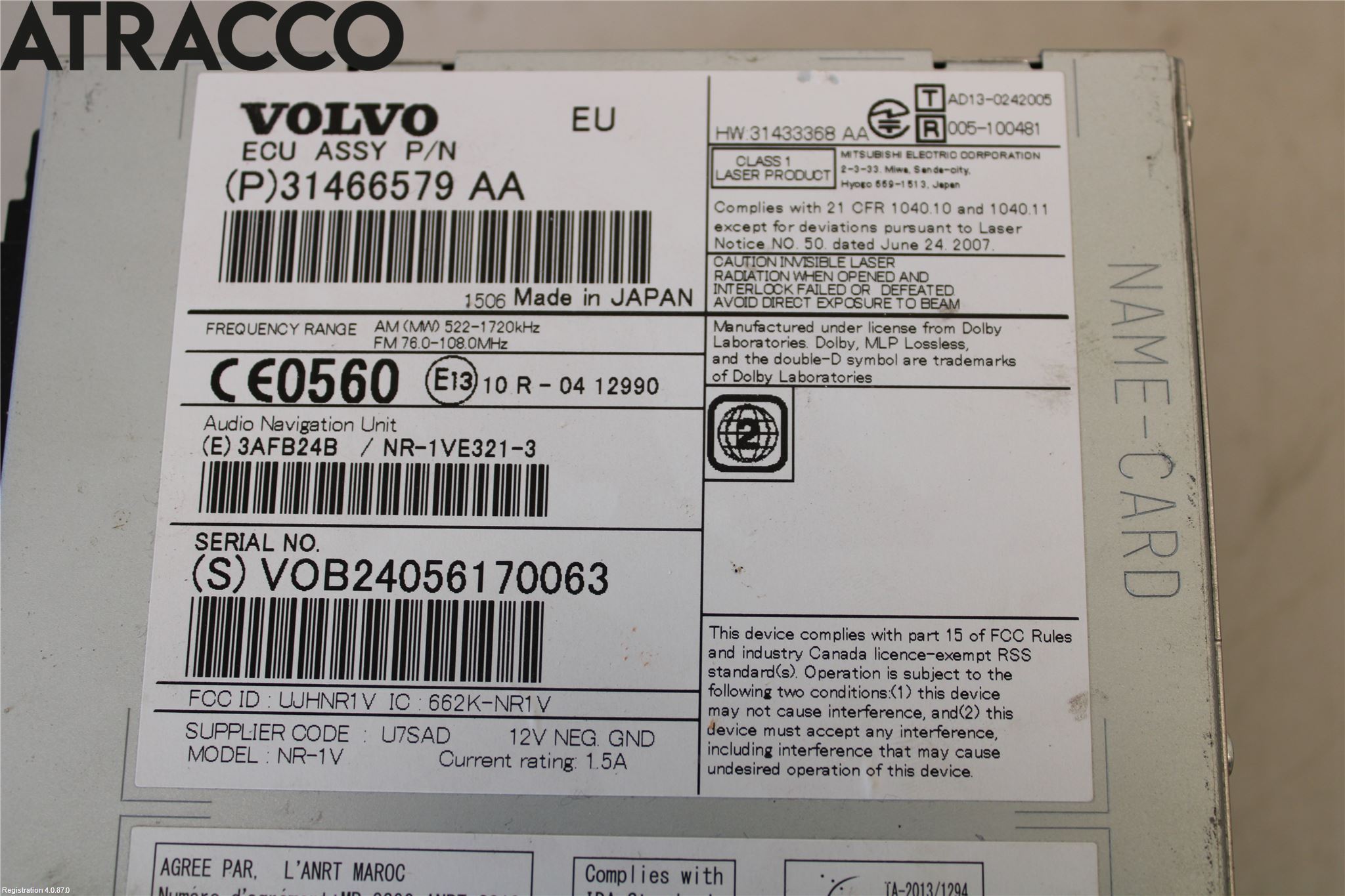 Volvo XC60 09-13 Stereo Radio Med Cd