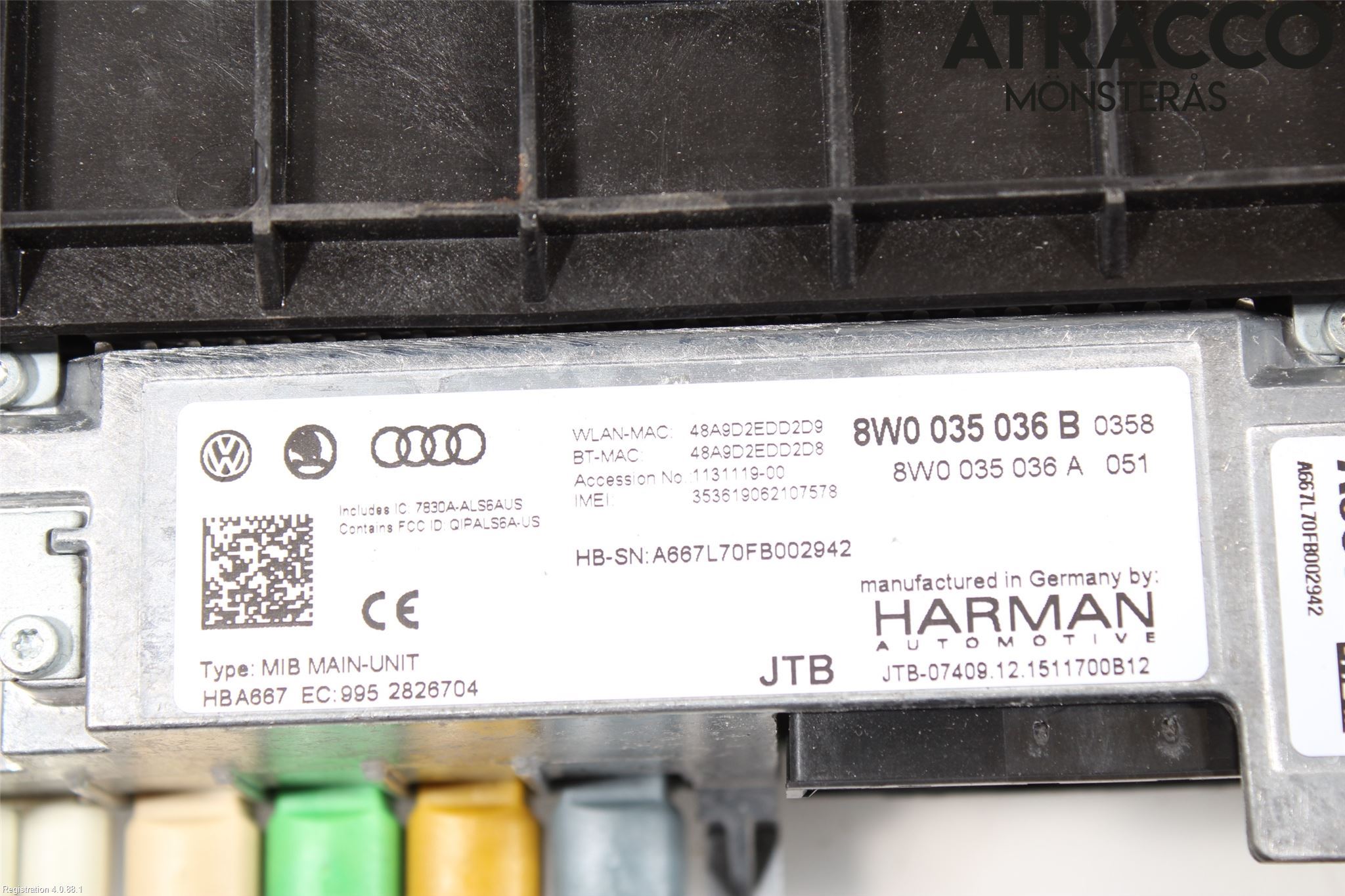 Audi A4/S4 B9 16-19 Stereo Radio Med Cd