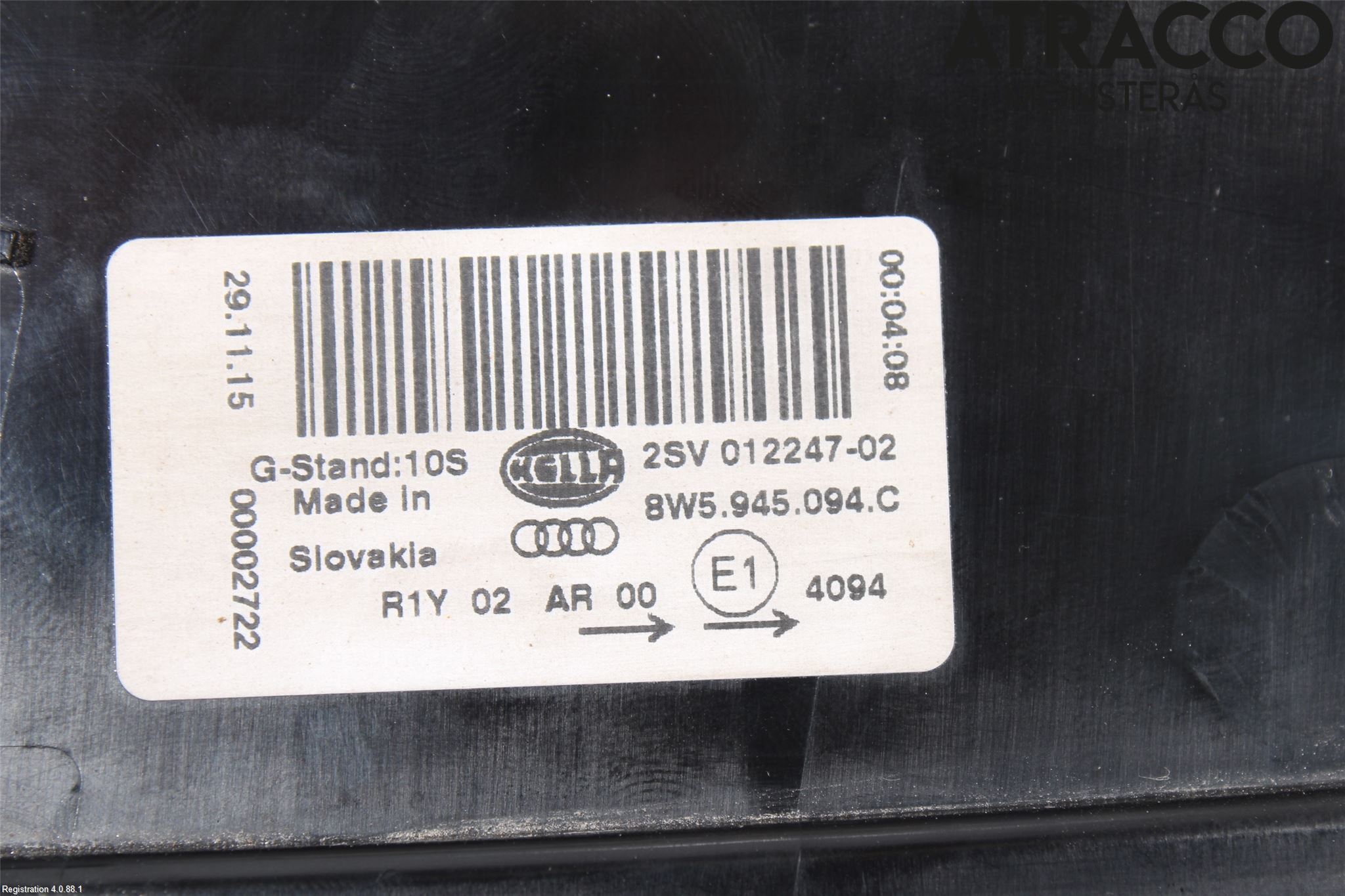 Audi A4/S4 B9 16-19 Baklykt Høyre  På Luke(Indre)