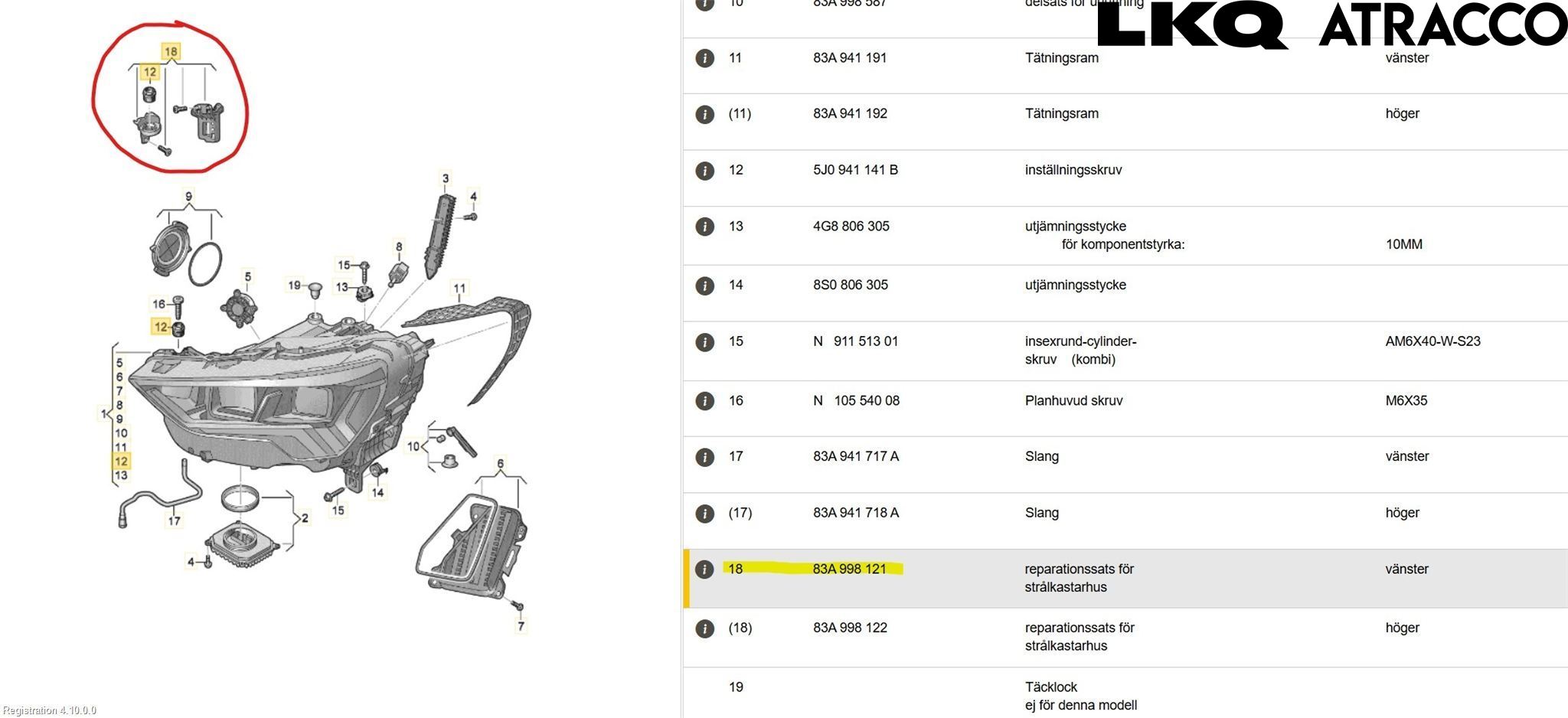 Audi Q3 F3 19- Frontlykt Venstre