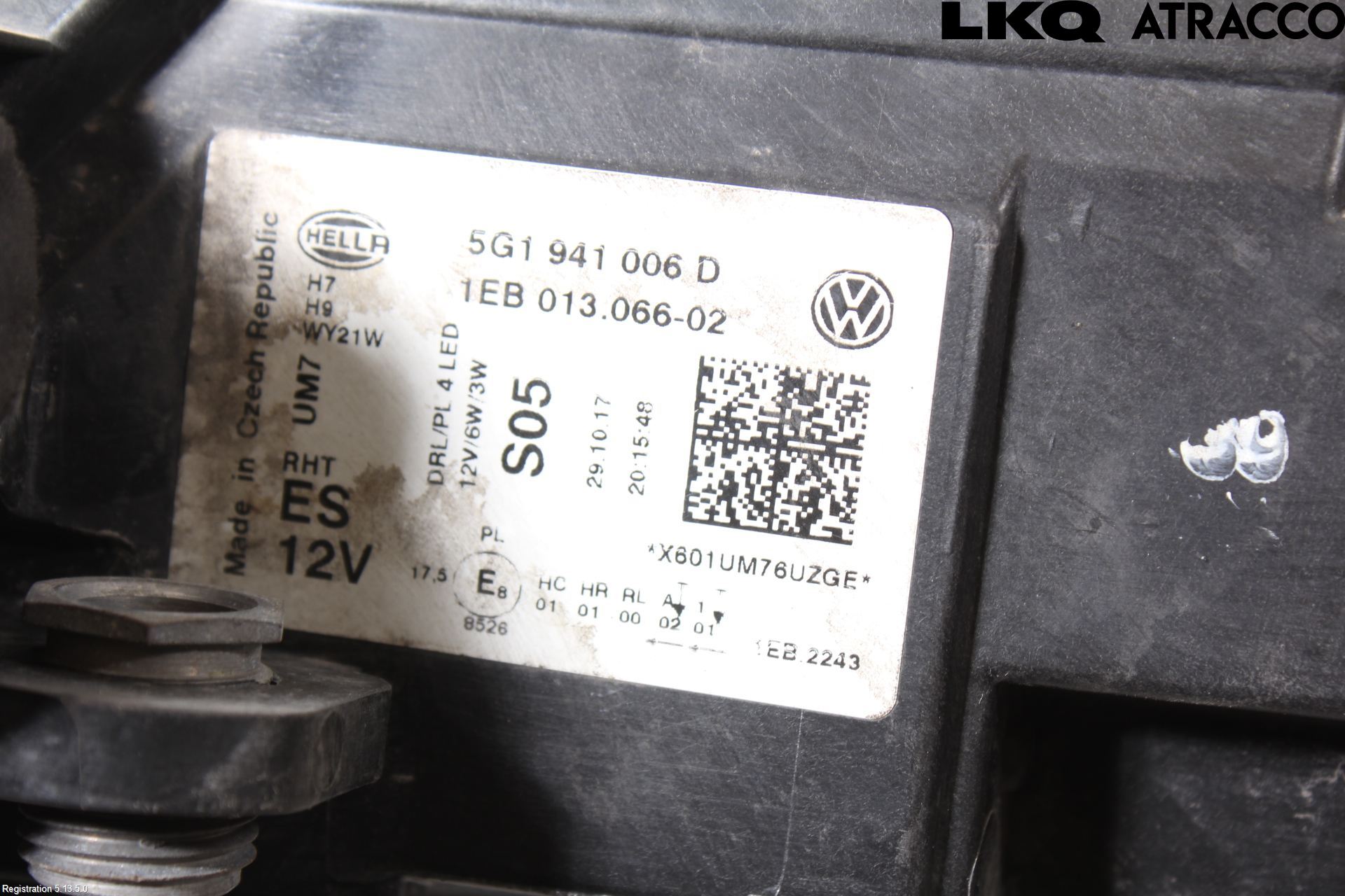 Volkswagen VW GOLF / E-GOLF VII 13-20 Frontlykt Høyre