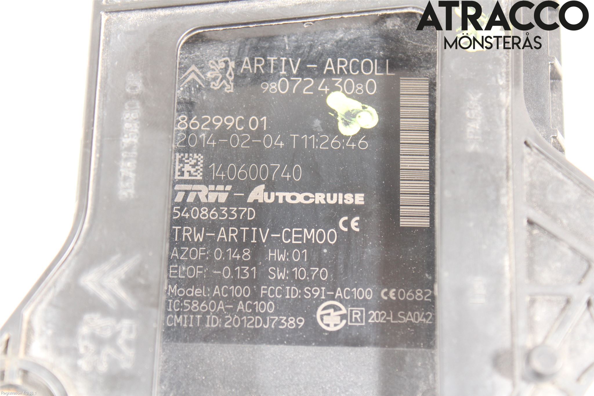Citroen C4 GRAND PICASSO 14-18 Sensor Kollisjonsbeskyttelse