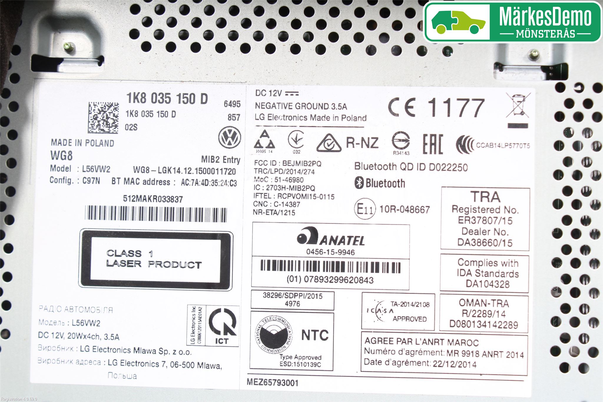 Volkswagen VW CADDY 16-20 Stereo Radio