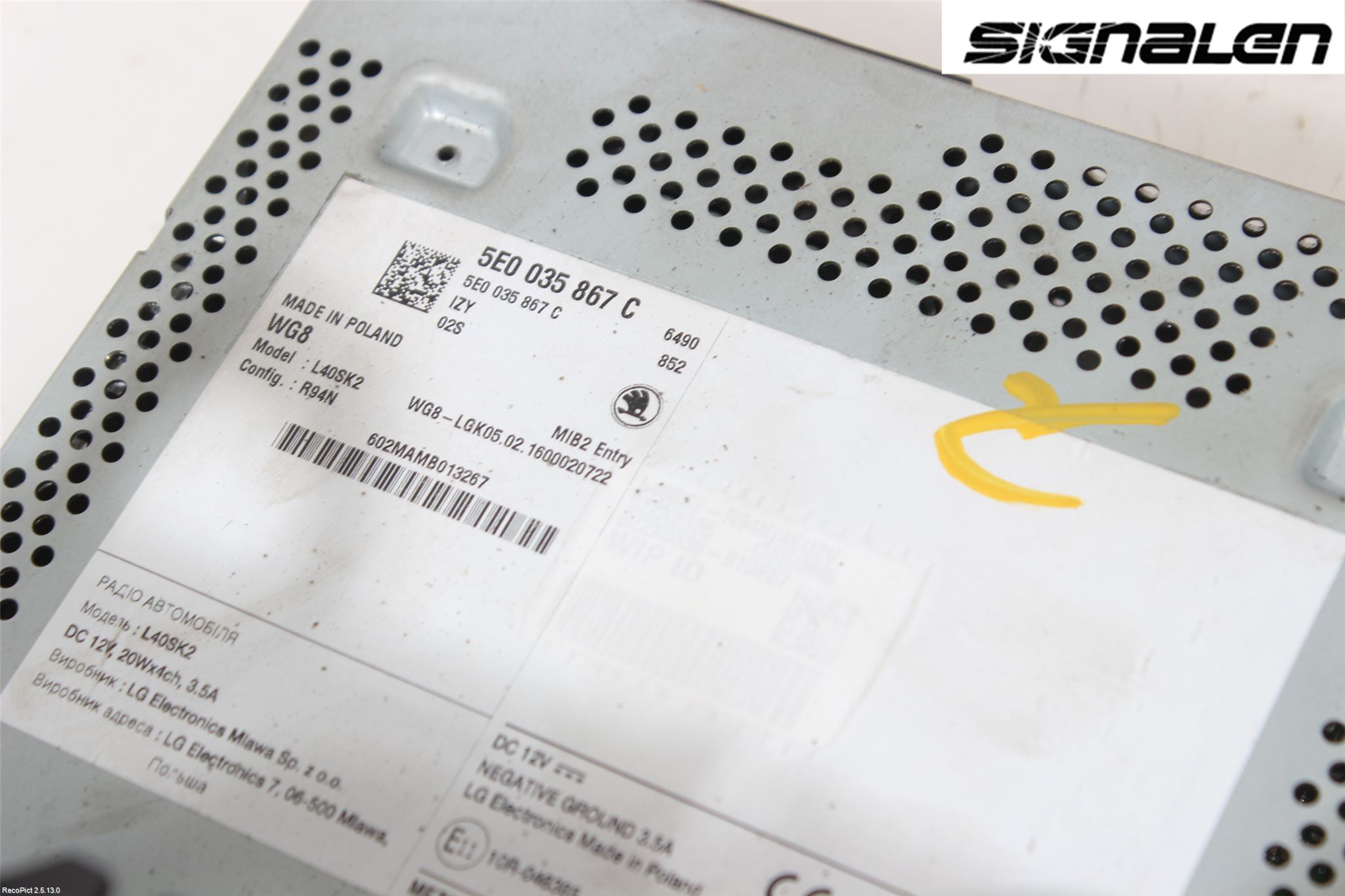 Skoda OCTAVIA (5E) 13-20 Stereo Radio